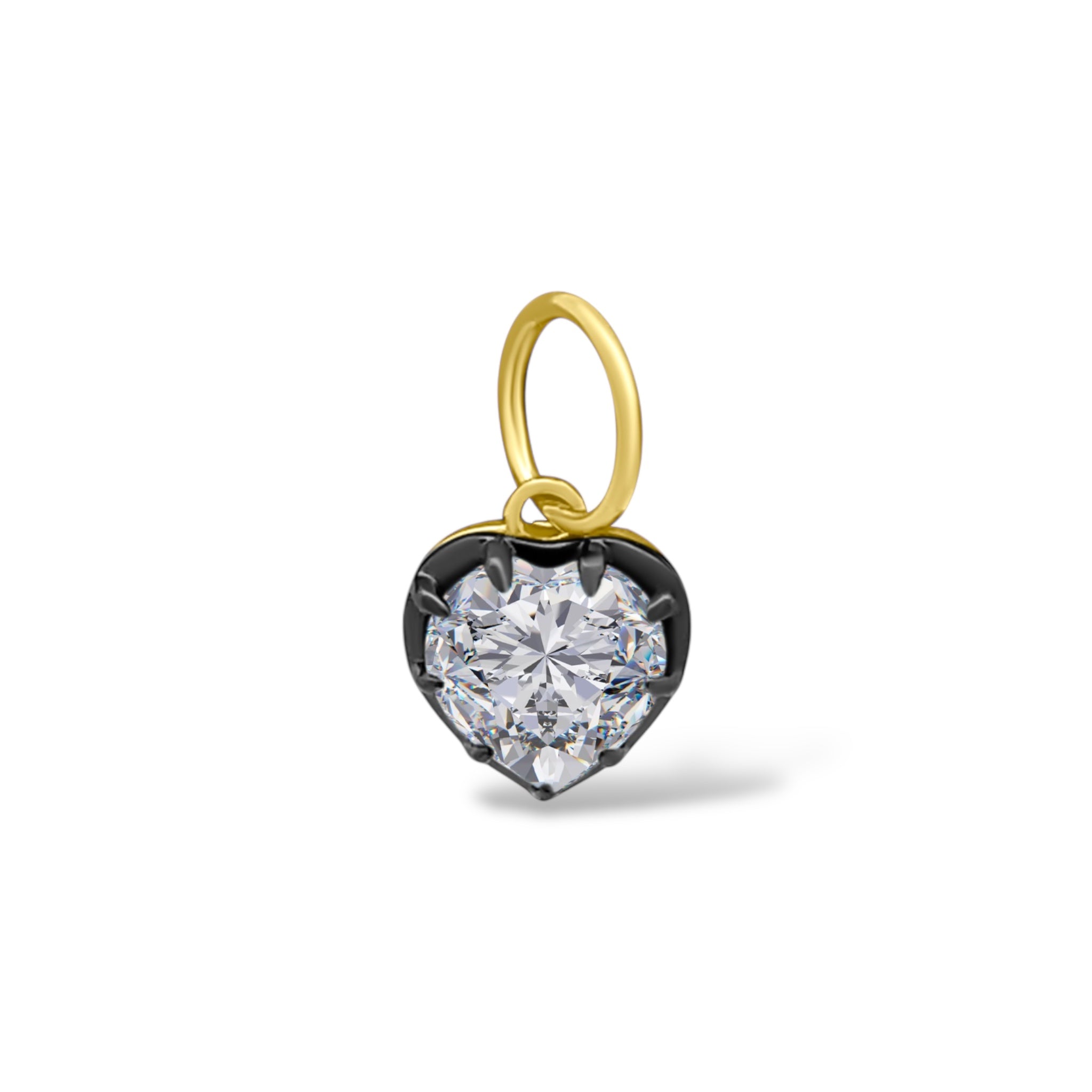 White Topaz & Black Rhodium Heart Charm
