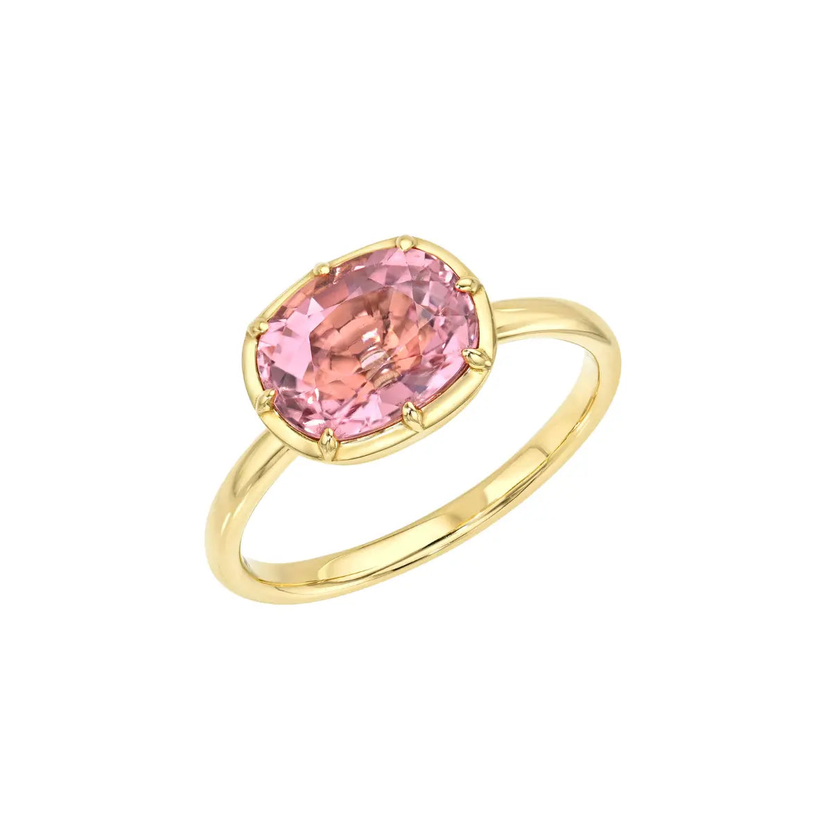 East West Georgian One-of-a-kind Pink Tourmaline Ring Mama Bijoux Fine Jewelry 