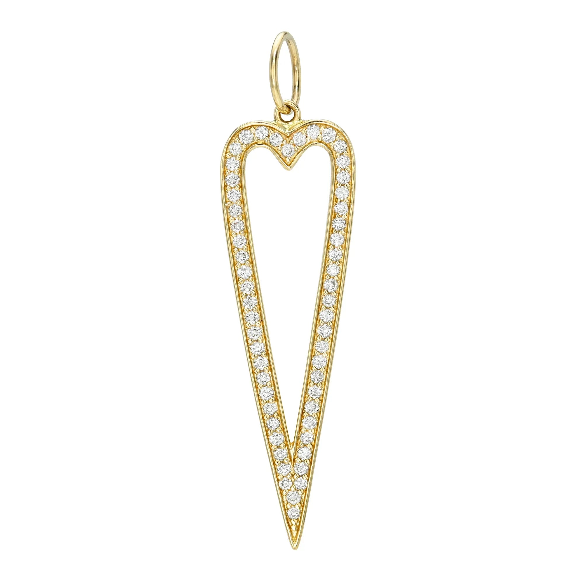 Elongated Open Heart Pave Charm-Charms & Pendants-Mama Bijoux