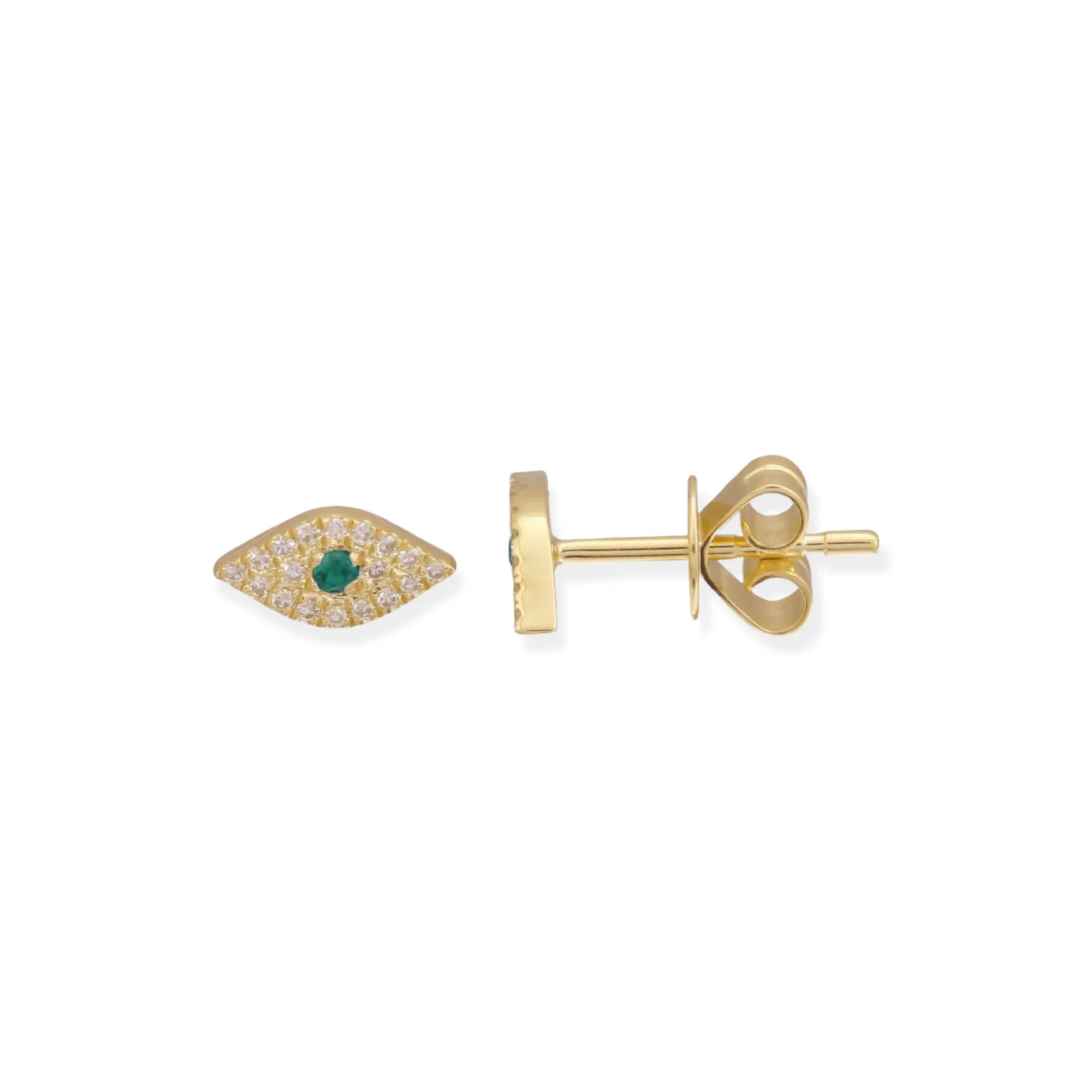 Emerald & Diamond Pavé Eye Studs-Earrings-Mama Bijoux-[14kgold]-[diamonds]-[heirloom_quality]-MamaBijoux