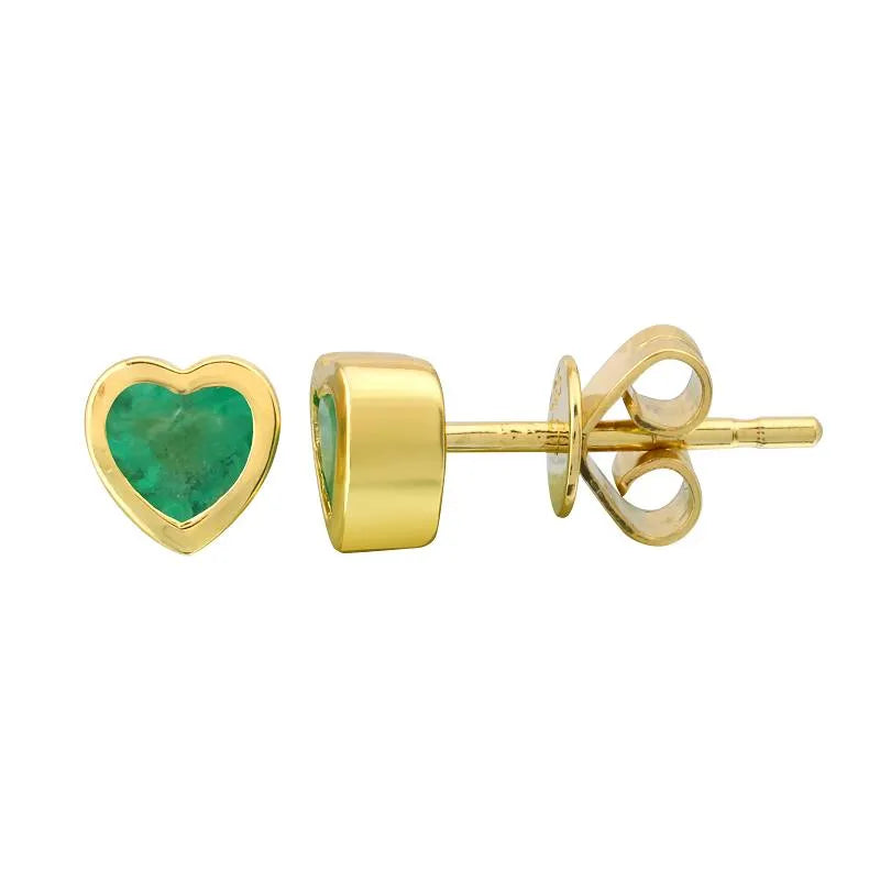 Emerald Heart Stud Earrings-Earrings-Mama Bijoux-[14kgold]-[diamonds]-[heirloom_quality]-MamaBijoux