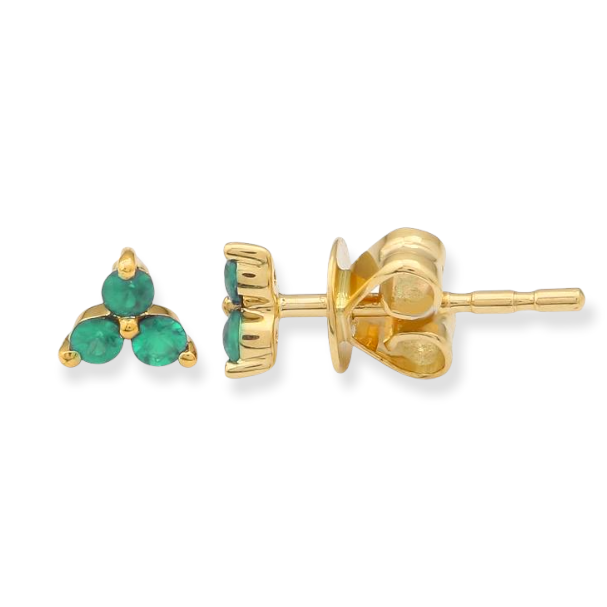 Emerald Trio Stud Earrings-Earrings-Mama Bijoux-[14kgold]-[diamonds]-[heirloom_quality]-MamaBijoux