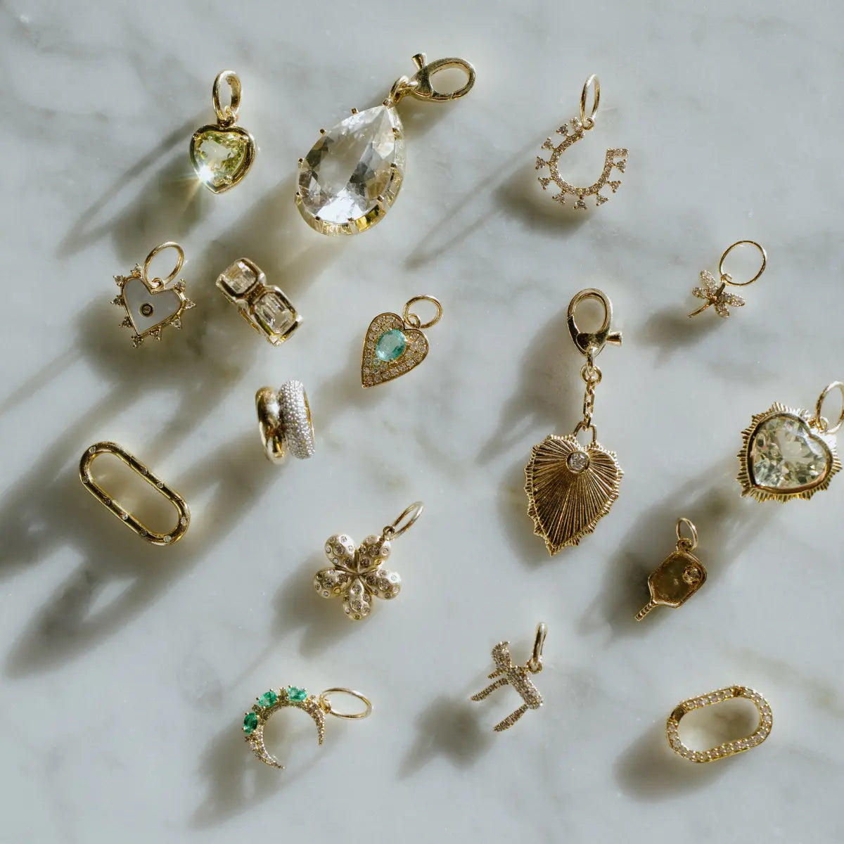 Exploding Gemstone Candy Heart Charm Mama Bijoux Fine Jewelry 14k yellow gold 