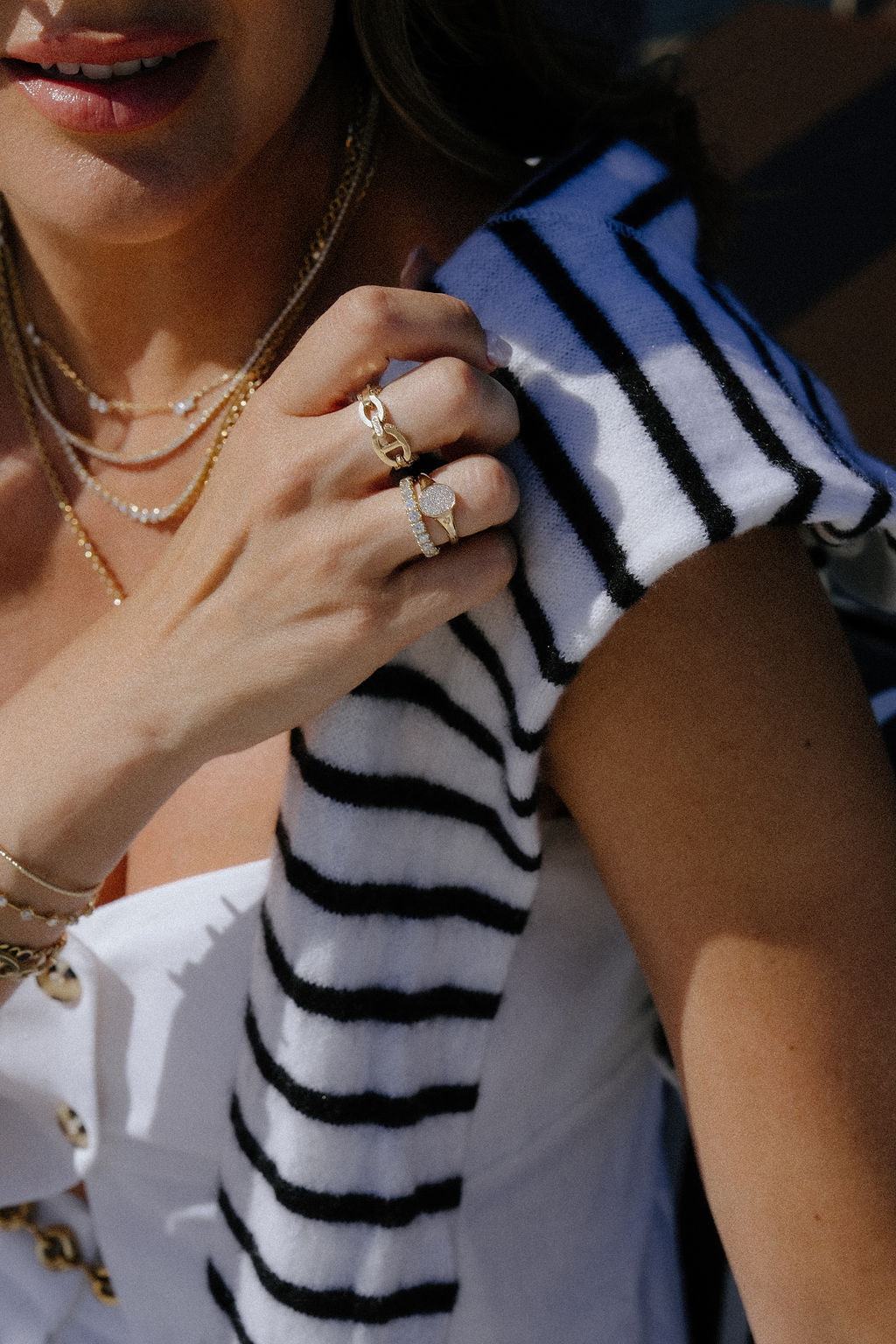 Flat Mariner Link & Diamond Chain Ring-Rings-Mama Bijoux-[14kgold]-[diamonds]-[heirloom_quality]-MamaBijoux