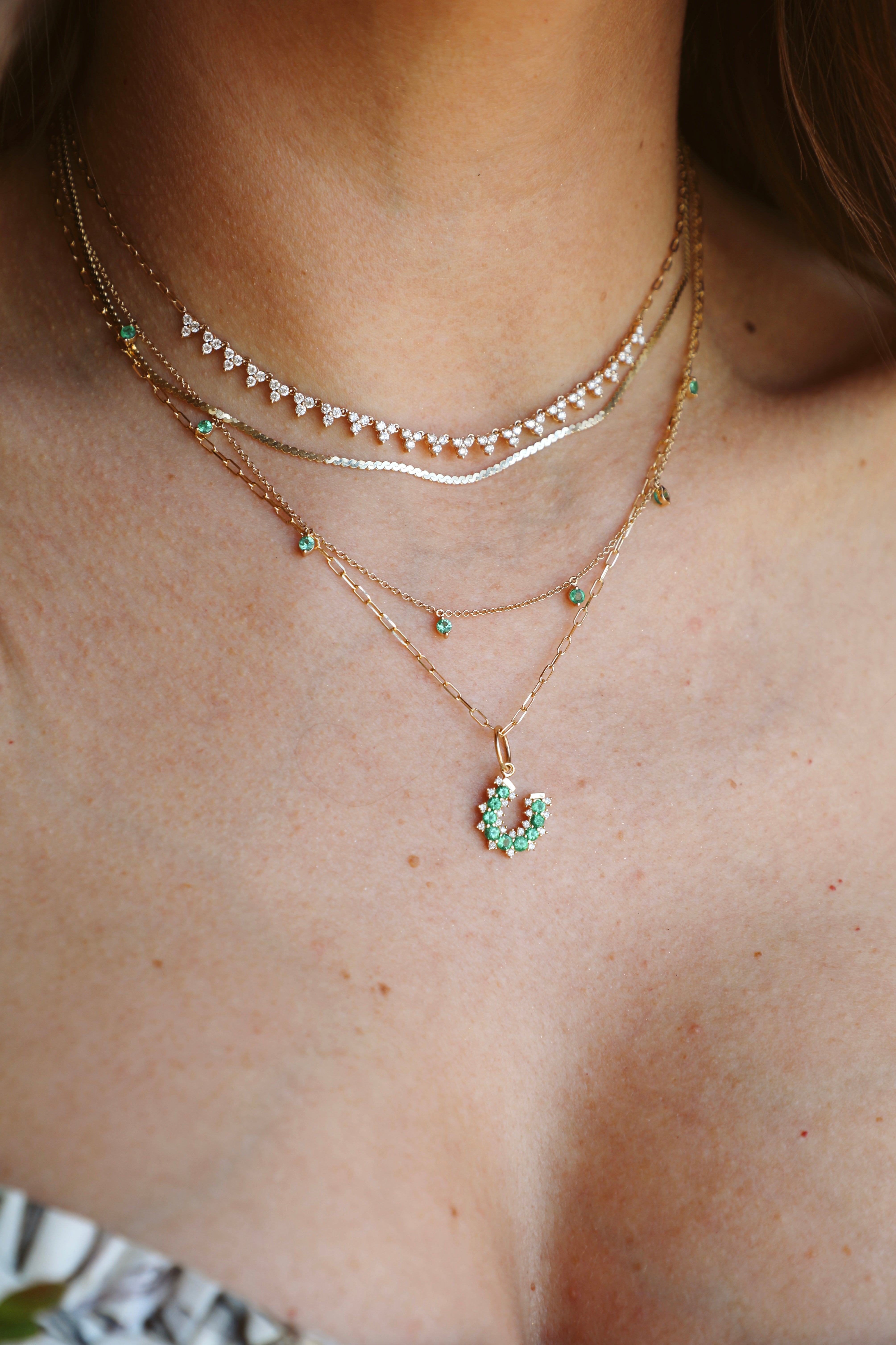 Floating Emerald Shaker Necklace-Necklaces-Mama Bijoux-[14kgold]-[diamonds]-[heirloom_quality]-MamaBijoux