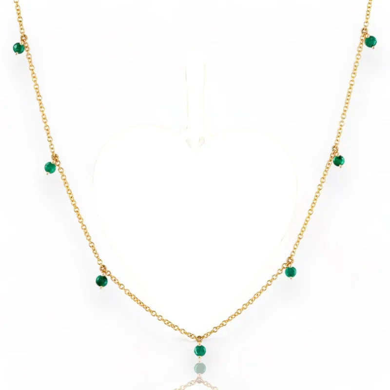 Floating Emerald Shaker Necklace-Necklaces-Mama Bijoux-[14kgold]-[diamonds]-[heirloom_quality]-MamaBijoux