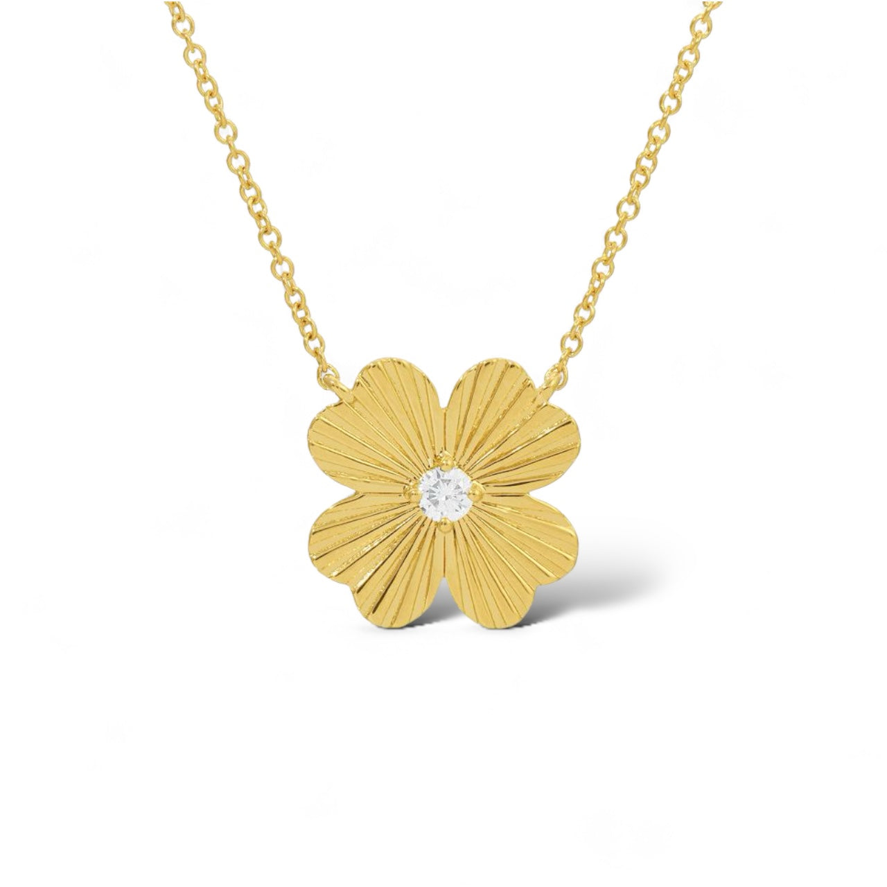 Fluted Flower Necklace-Necklaces-Mama Bijoux-[14kgold]-[diamonds]-[heirloom_quality]-MamaBijoux