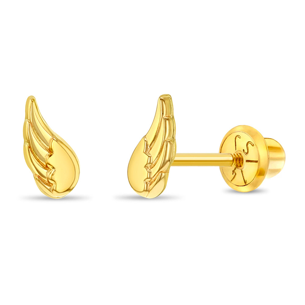 Gold Angel Wing Studs-Earrings-Mama Bijoux-[14kgold]-[diamonds]-[heirloom_quality]-MamaBijoux