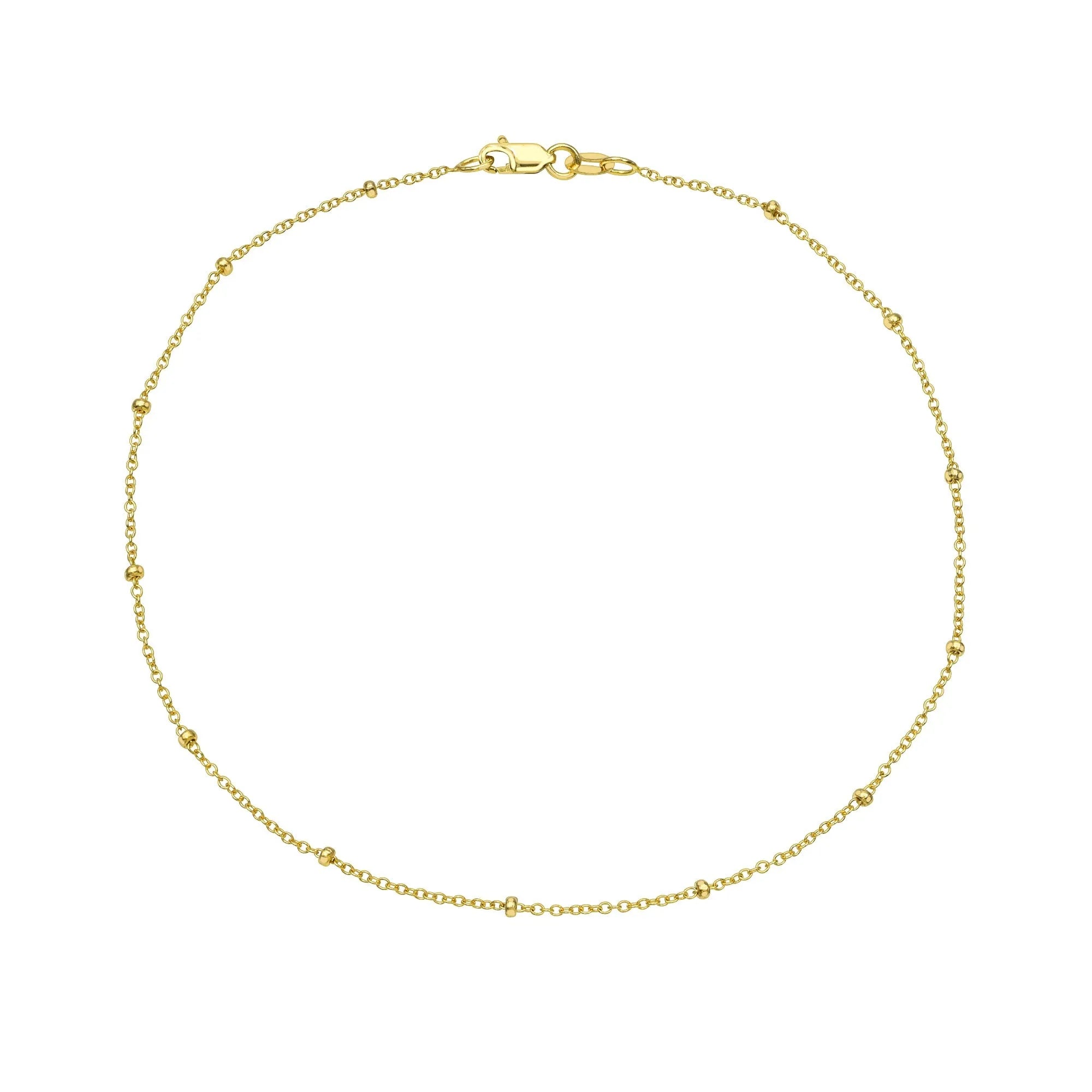 Gold Beaded Chain Anklet-Anklets-Mama Bijoux-[14kgold]-[diamonds]-[heirloom_quality]-MamaBijoux