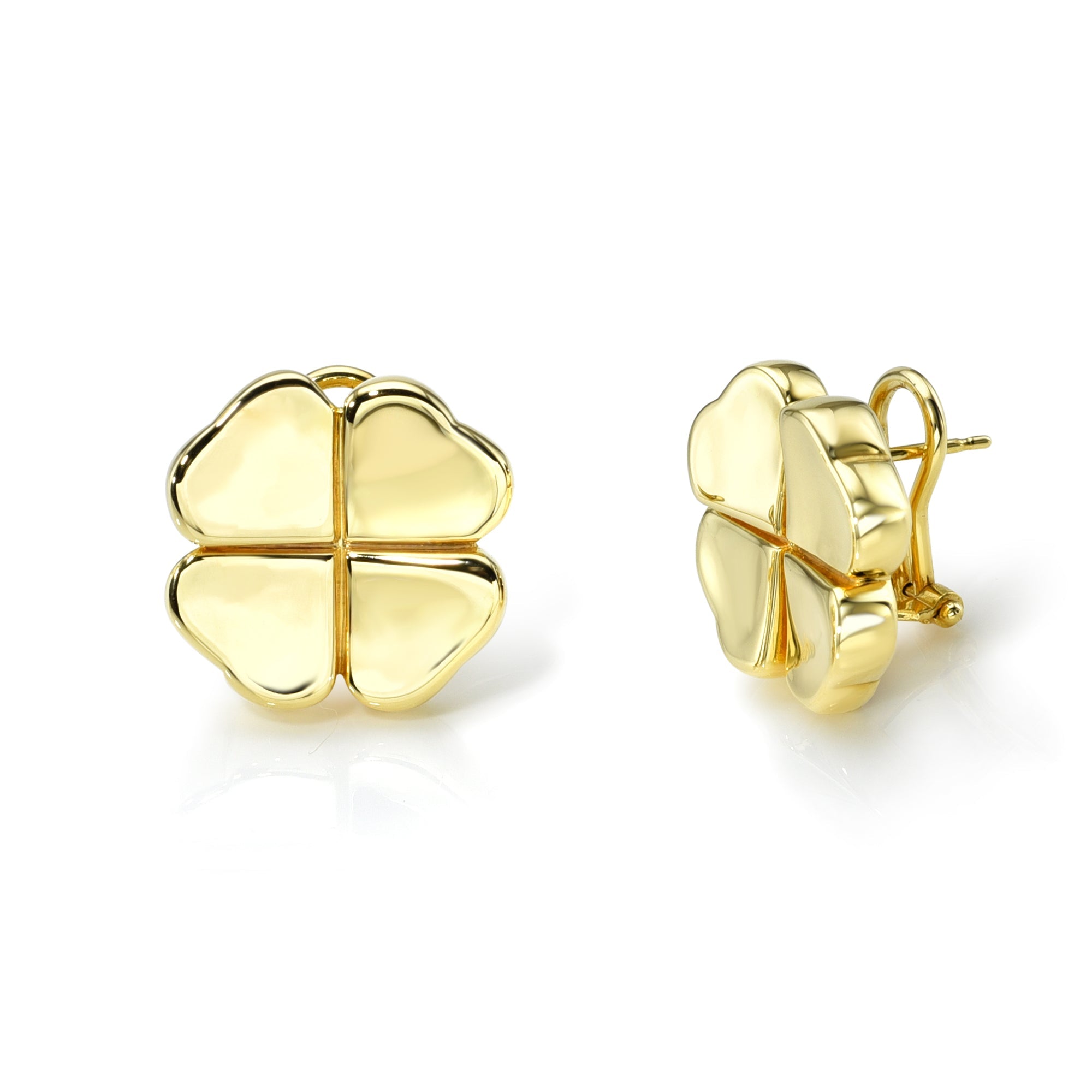 Gold Four Leaf Clover Earrings-Earrings-Mama Bijoux-[14kgold]-[diamonds]-[heirloom_quality]-MamaBijoux