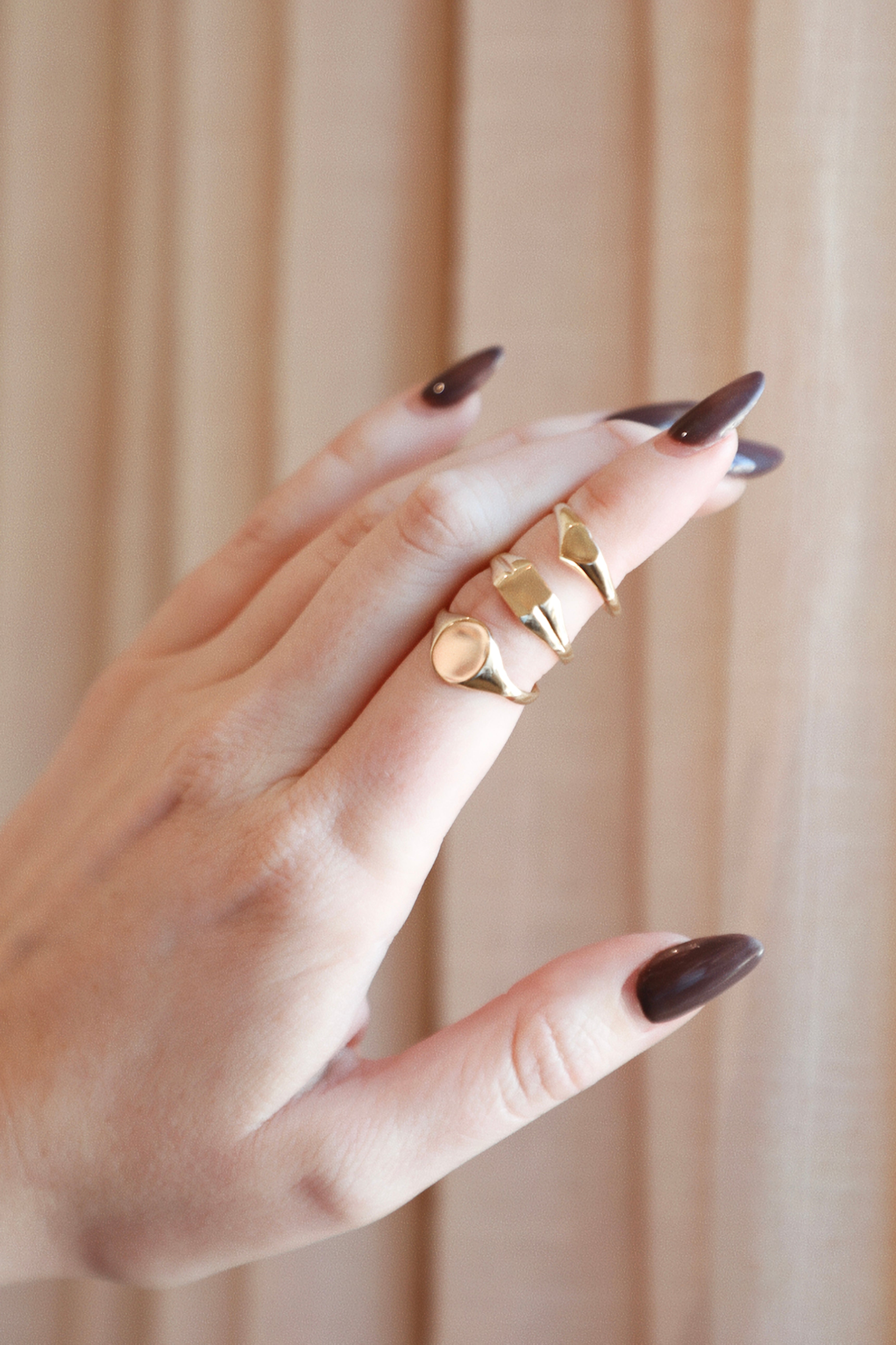 Gold Oval Shaped Signet Ring-Rings-Mama Bijoux-[14kgold]-[diamonds]-[heirloom_quality]-MamaBijoux