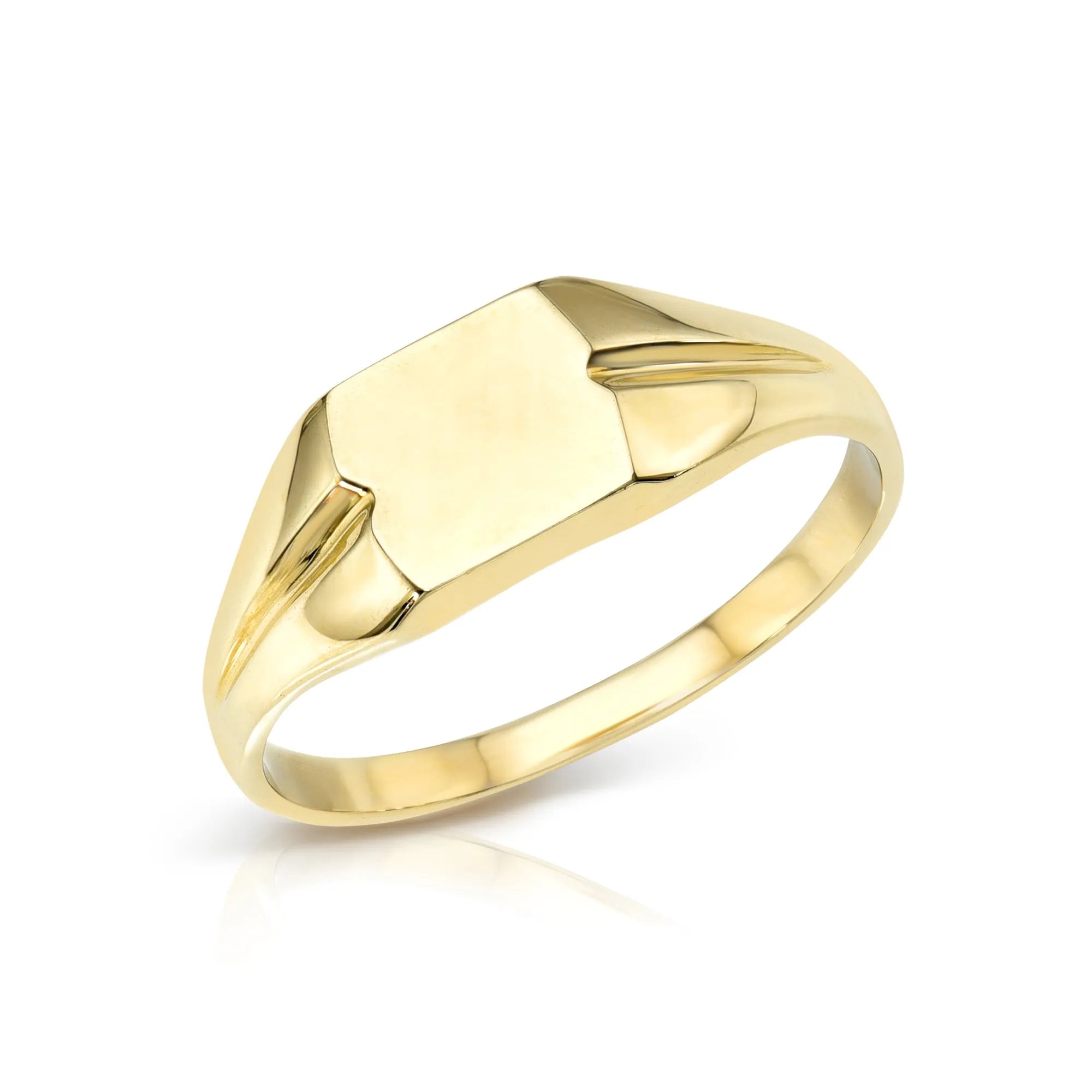Gold Square Shaped Signet Ring-Rings-Mama Bijoux-[14kgold]-[diamonds]-[heirloom_quality]-MamaBijoux