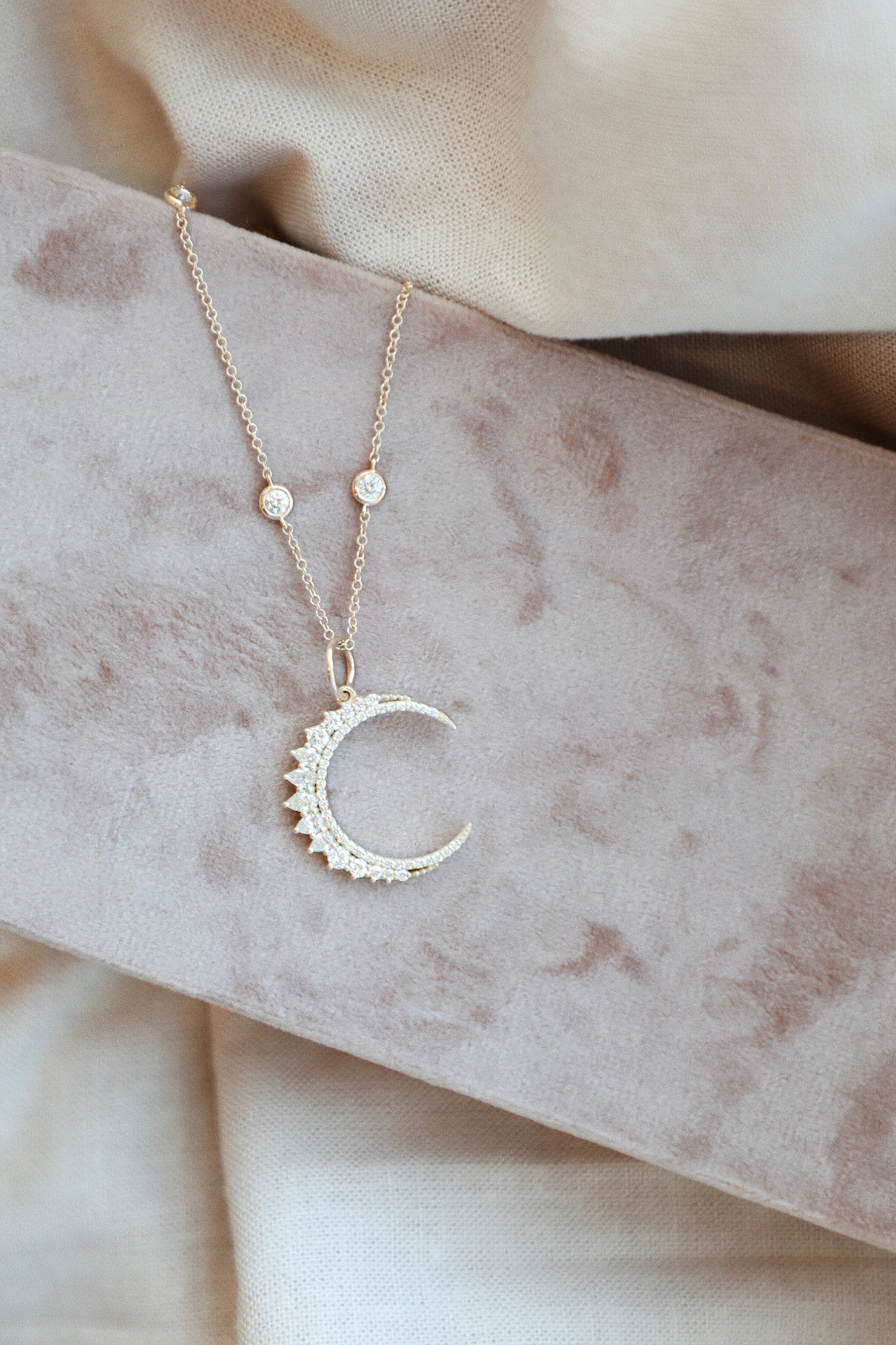 Goodnight Moon Charm-Charms & Pendants-Mama Bijoux-[14kgold]-[diamonds]-[heirloom_quality]-MamaBijoux