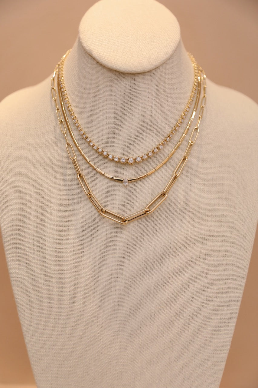 Graduated Crown Set Diamond Tennis Necklace-Necklaces-Mama Bijoux-[14kgold]-[diamonds]-[heirloom_quality]-MamaBijoux