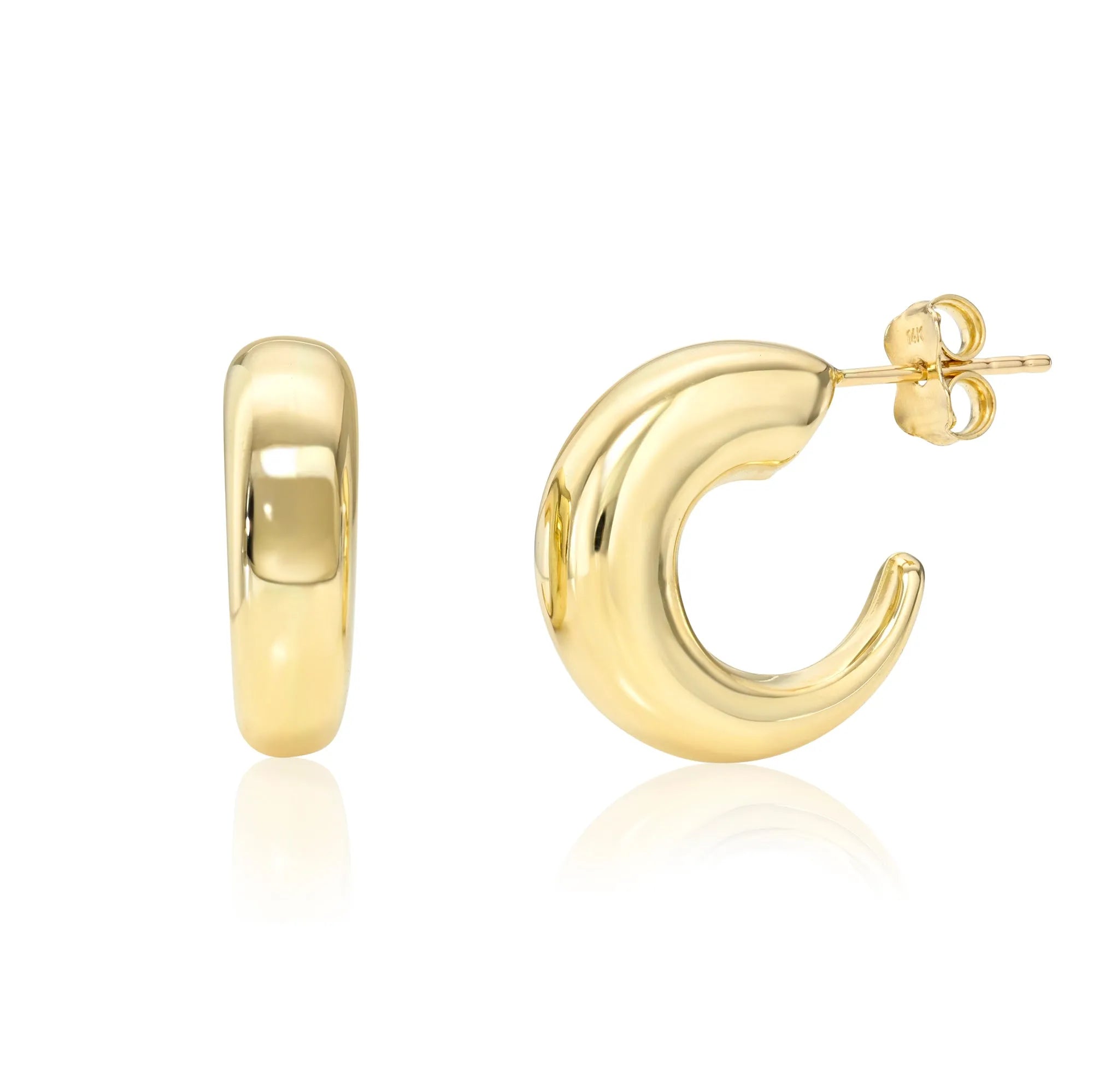 Graduated Chunky Huggie Studs Mama Bijoux fine jewelry 14 yellow gold 