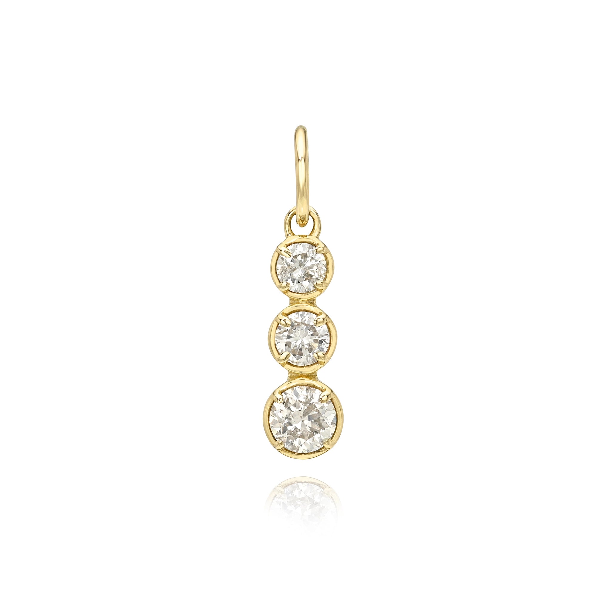 Graduated Diamond Charm Mama Bijoux Fine Jewelry 14k yellow gold natural white diamonds 