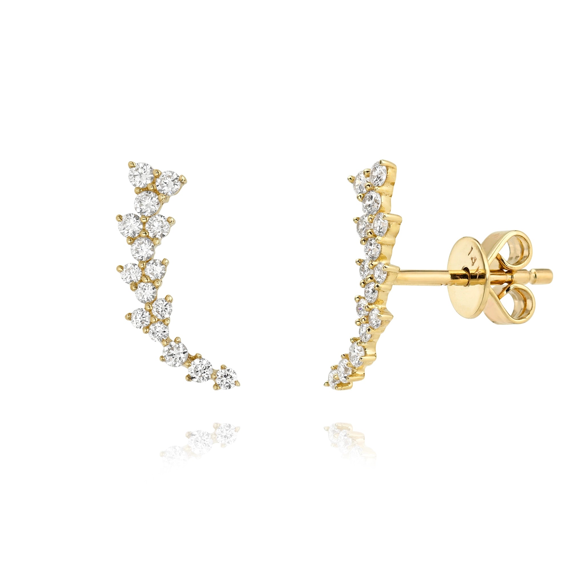 Graduated Diamond Trio Crawler Stud Mama Bijoux Fine Jewelry 14k yellow gold natural diamonds 