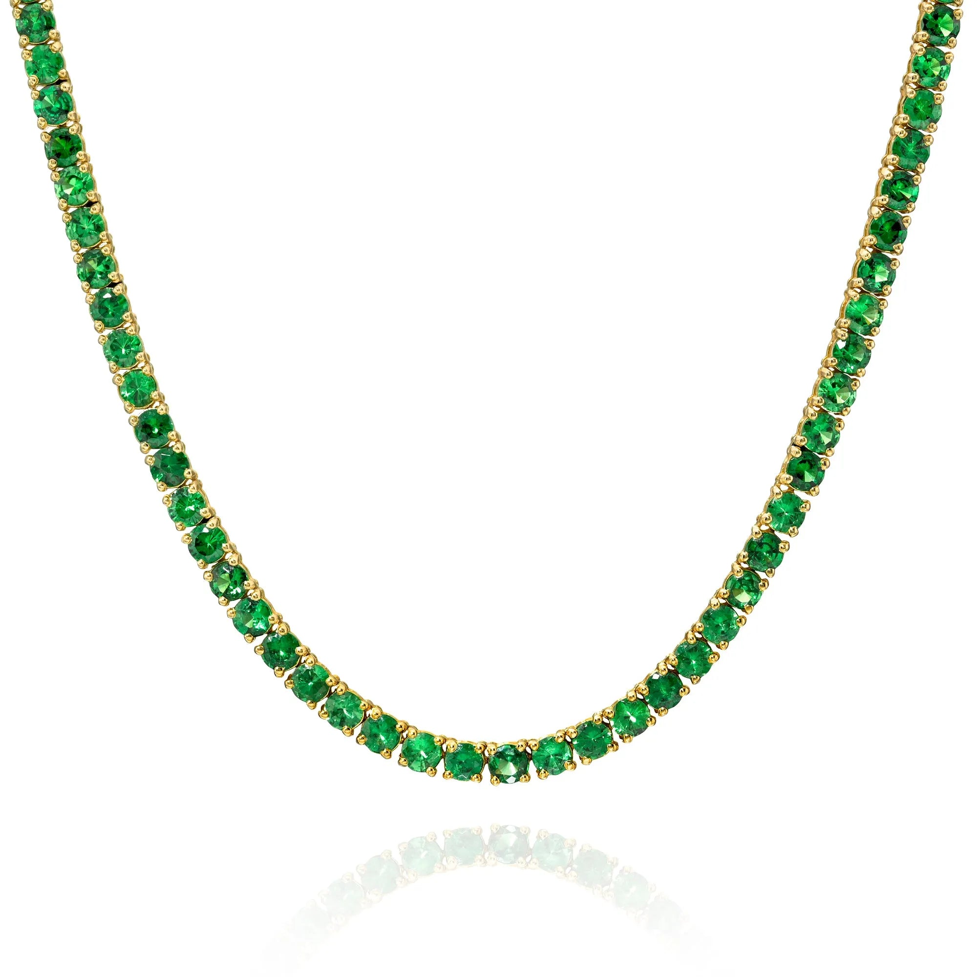 Green Garnet Tennis Necklace Mama Bijoux Fine Jewelry 14 yellow gold natural stones 