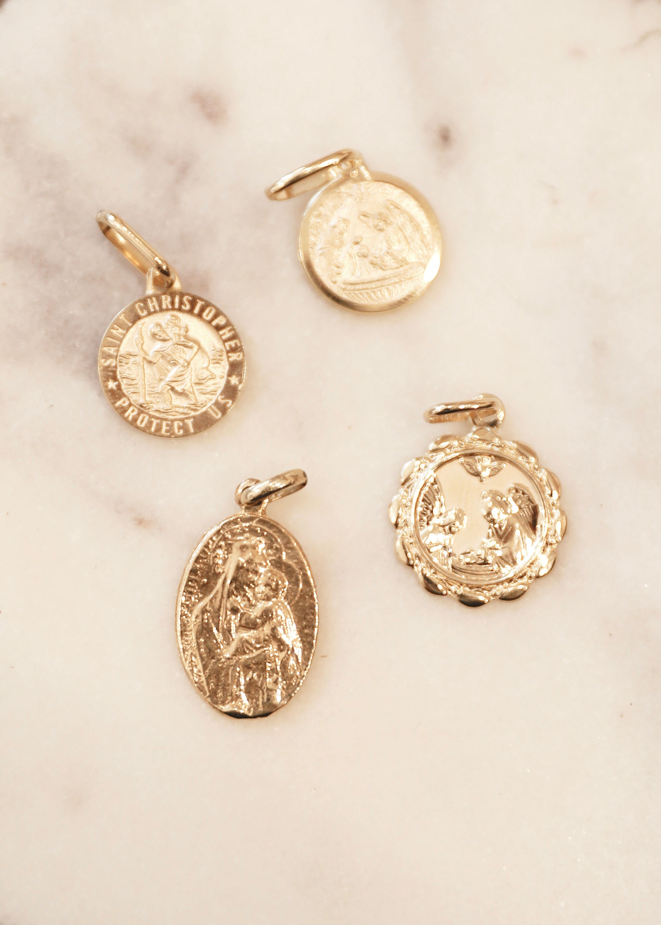 Guardian Angel Medallion Charm-ShopMamaBijoux-[14kgold]-[diamonds]-[heirloom_quality]-MamaBijoux