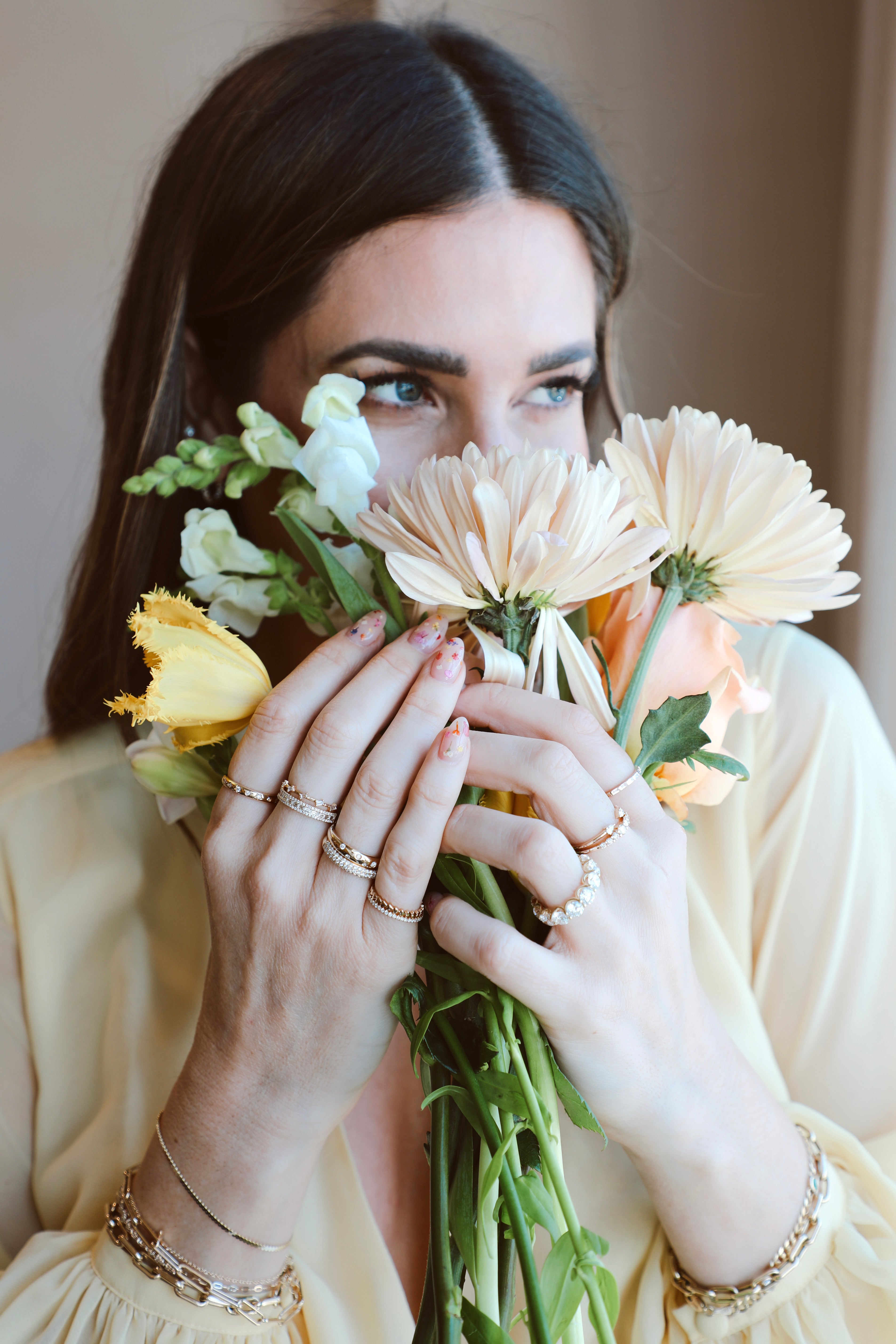 Halfway Scattered Inlay Set Diamond Ring-Rings-Mama Bijoux-[14kgold]-[diamonds]-[heirloom_quality]-MamaBijoux