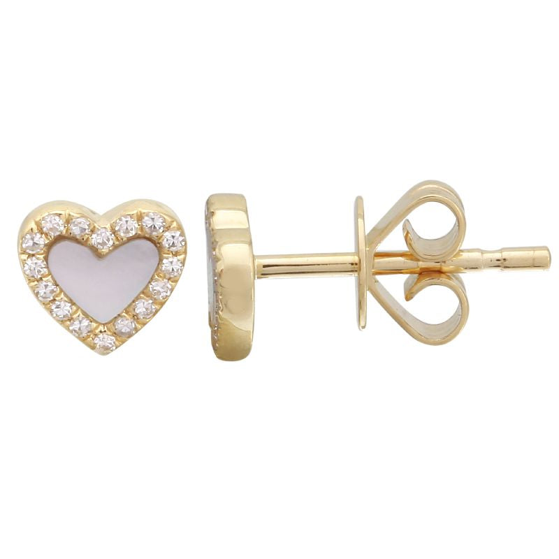 Heart Mother of Pearl & Diamond Studs-Earrings-Mama Bijoux-[14kgold]-[diamonds]-[heirloom_quality]-MamaBijoux