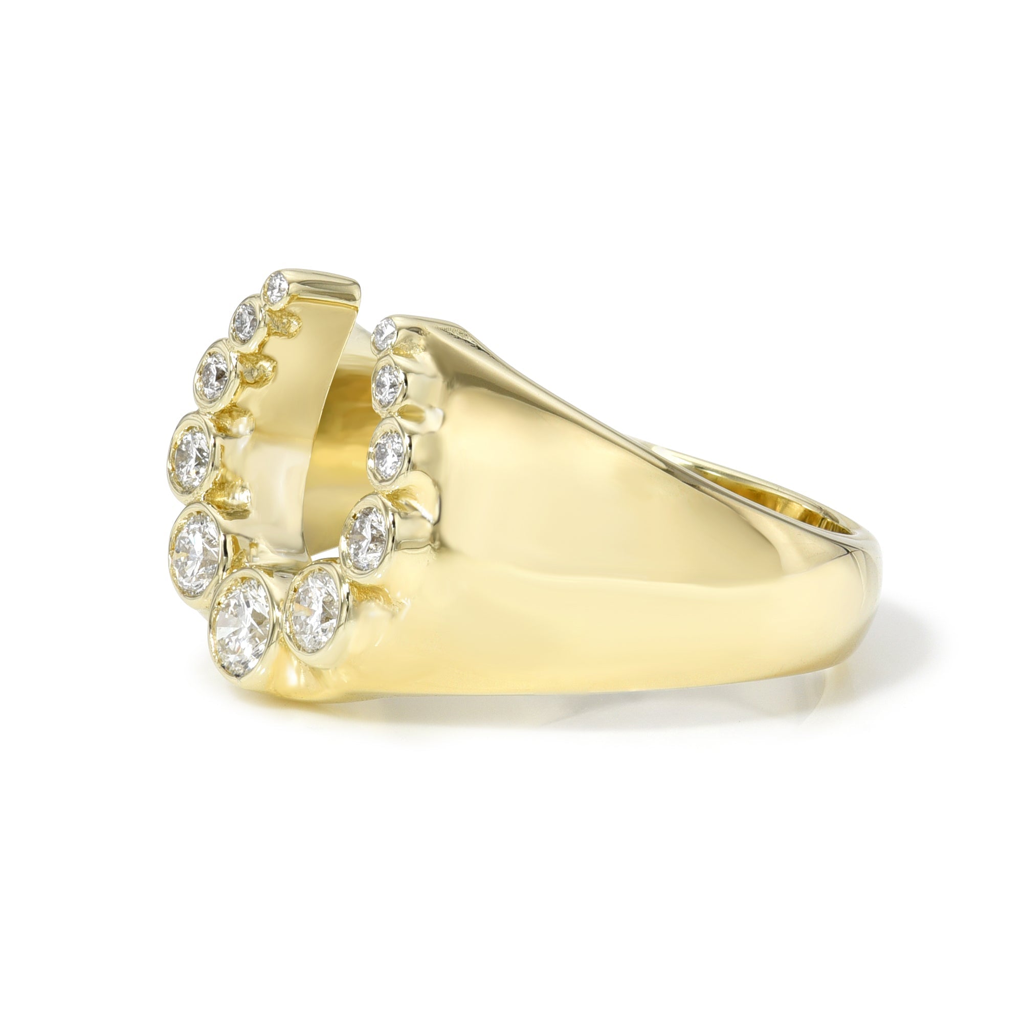 Heirloom Bezeled Diamond Horseshoe Ring-Rings-Mama Bijoux-[14kgold]-[diamonds]-[heirloom_quality]-MamaBijoux