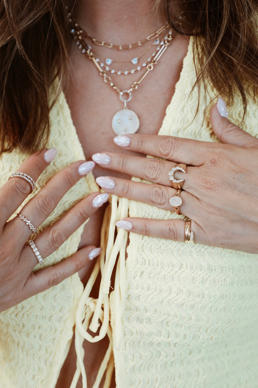 Heirloom Bezeled Diamond Horseshoe Ring-Rings-Mama Bijoux-[14kgold]-[diamonds]-[heirloom_quality]-MamaBijoux