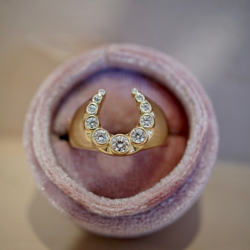 Heirloom Bezeled Diamond Horseshoe Ring