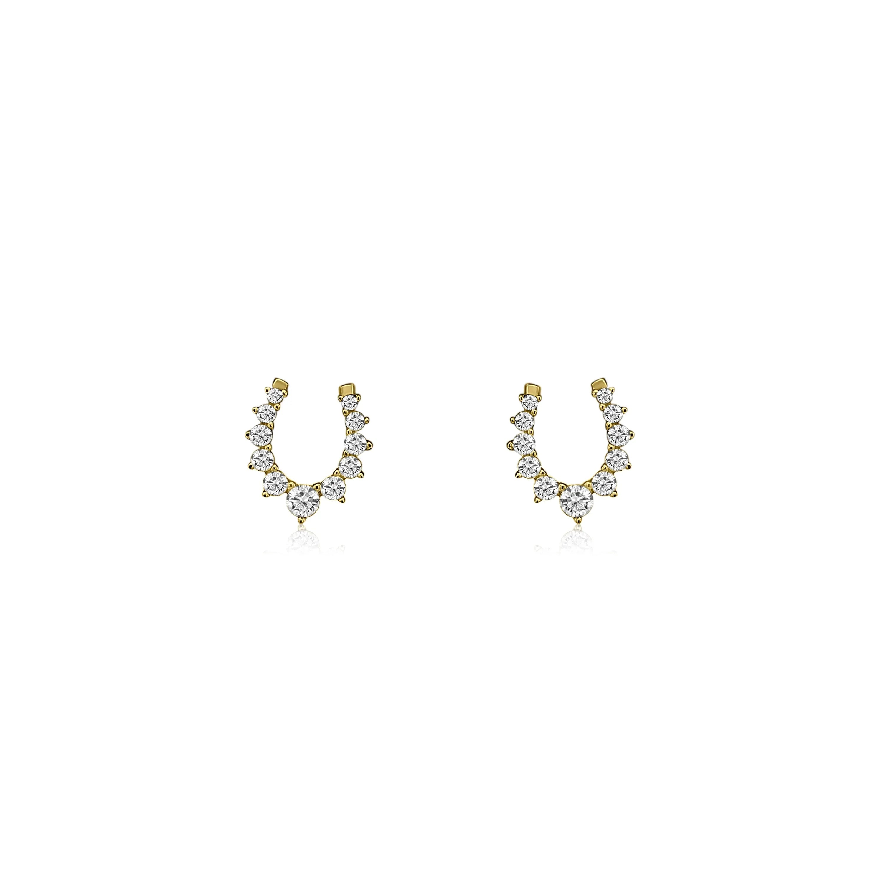 Holiday Cowgirl Horseshoe Diamond Studs-Earrings-Mama Bijoux-[14kgold]-[diamonds]-[heirloom_quality]-MamaBijoux