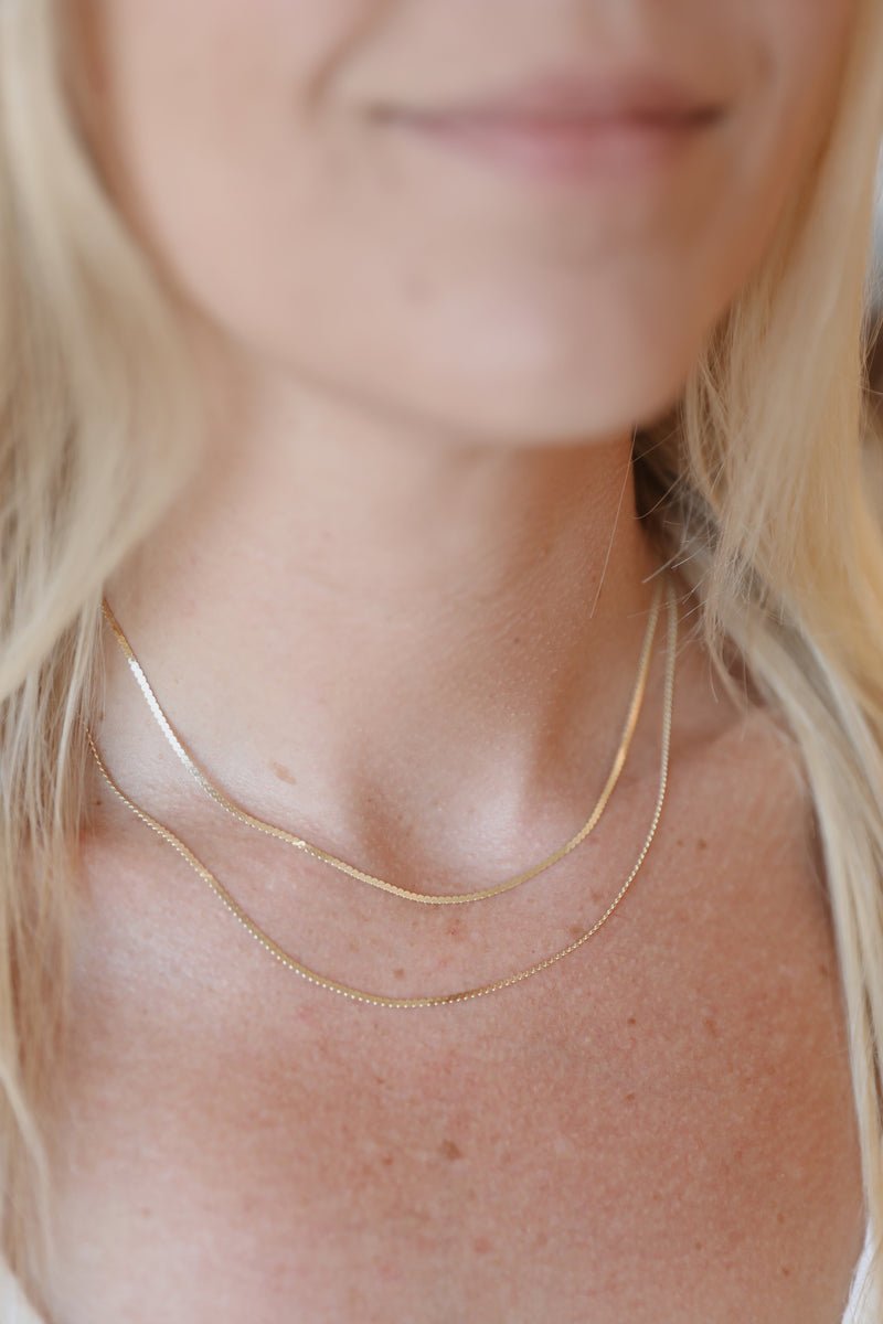 Dainty Braided Flat Gold Chain Necklace