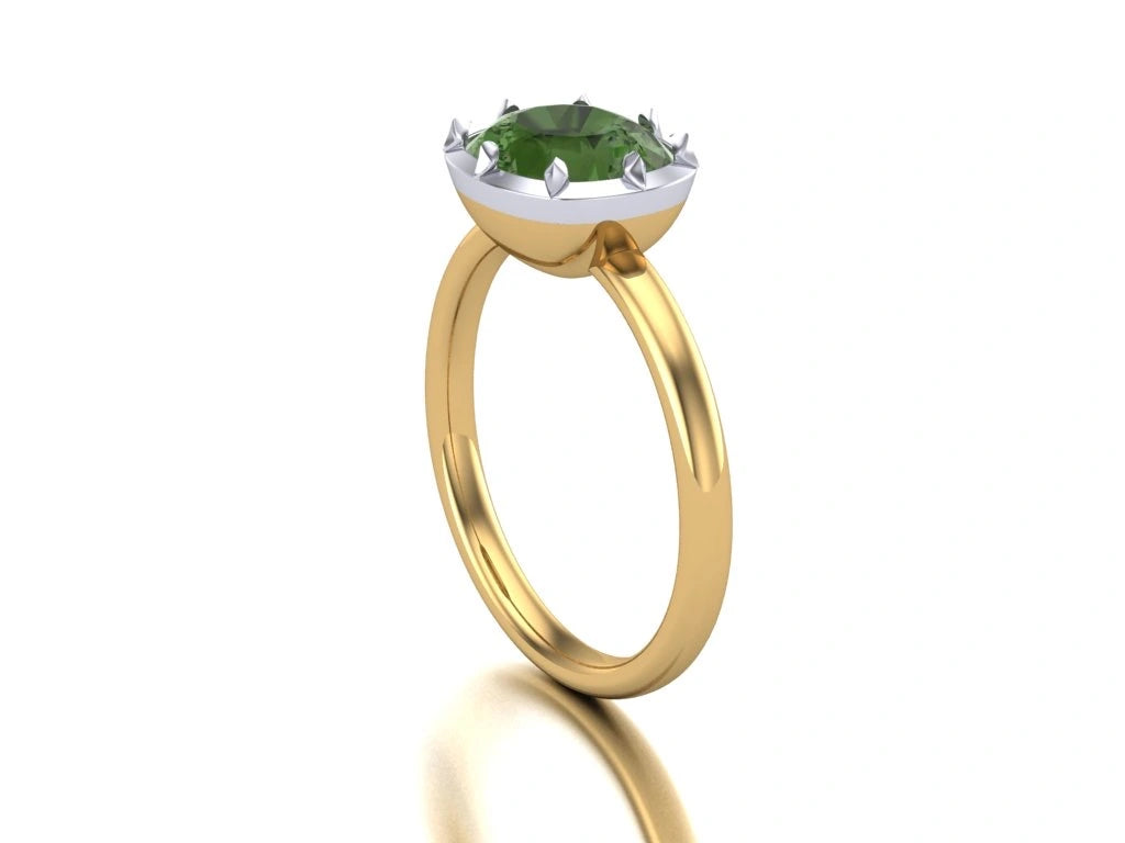 One of a Kind Natural Green Tourmaline Georgian Set Ring-Rings-Mama Bijoux