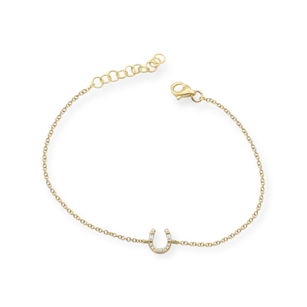 Diamond Baguette Horseshoe 14k Gold Bracelet Mama Bijoux Fine Jewelry 