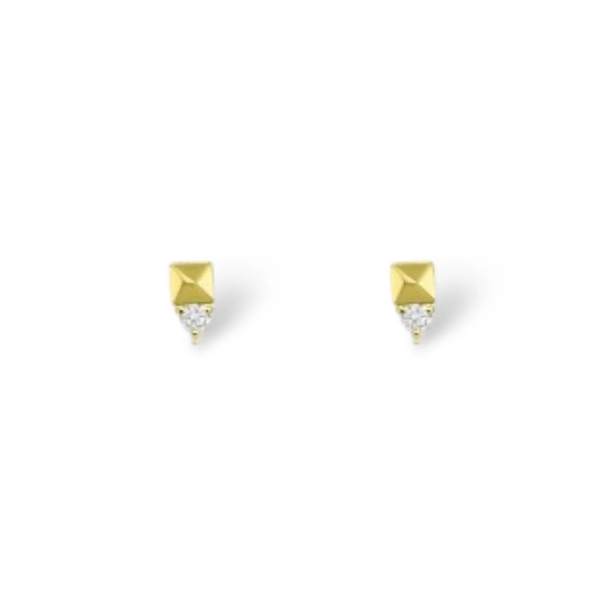 Mini Pyramid and Diamond Stud-Earrings-Mama Bijoux