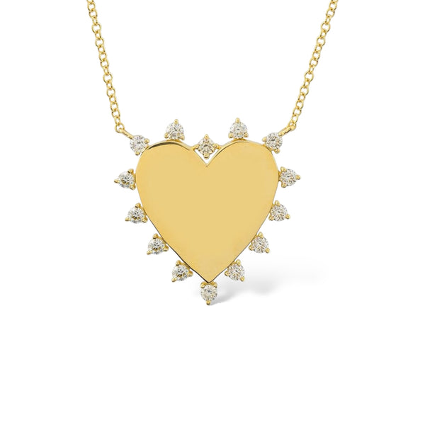 Engraveable Gold Warrior Goddess Heart Necklace