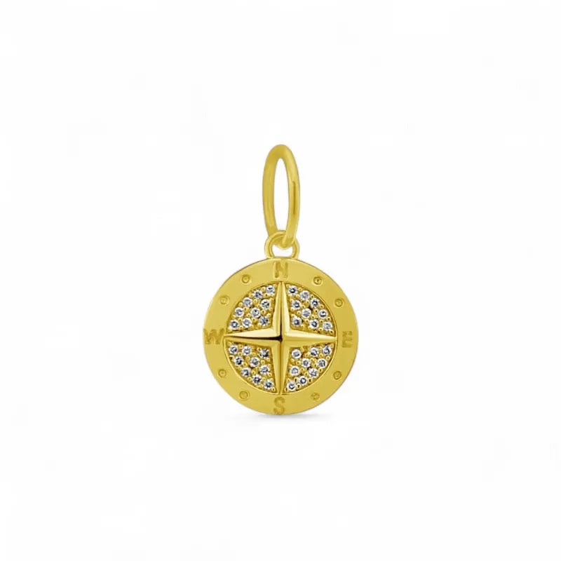 Mini Pavè Diamond Compass Charm-Charms & Pendants-Mama Bijoux