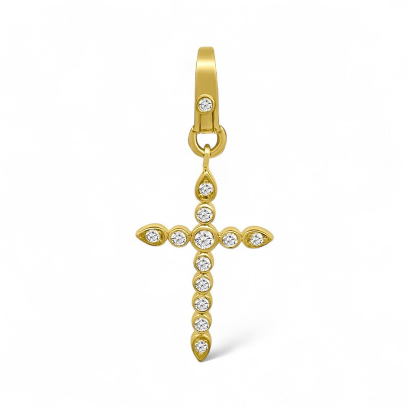 Large Bezeled Diamond Cross Pendant