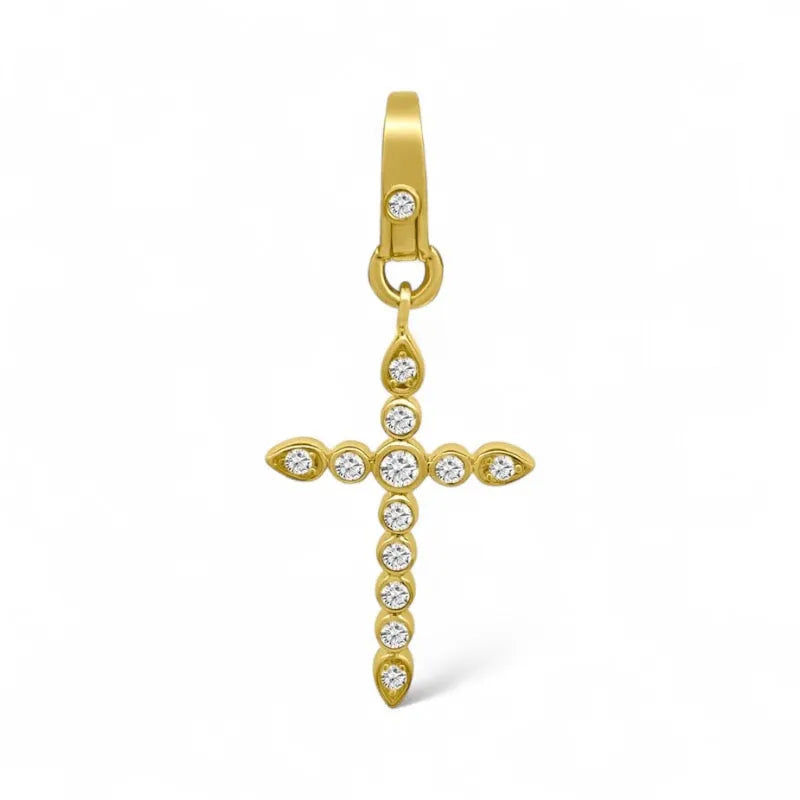 Large Bezeled Diamond Cross Pendant-Charms & Pendants-Mama Bijoux