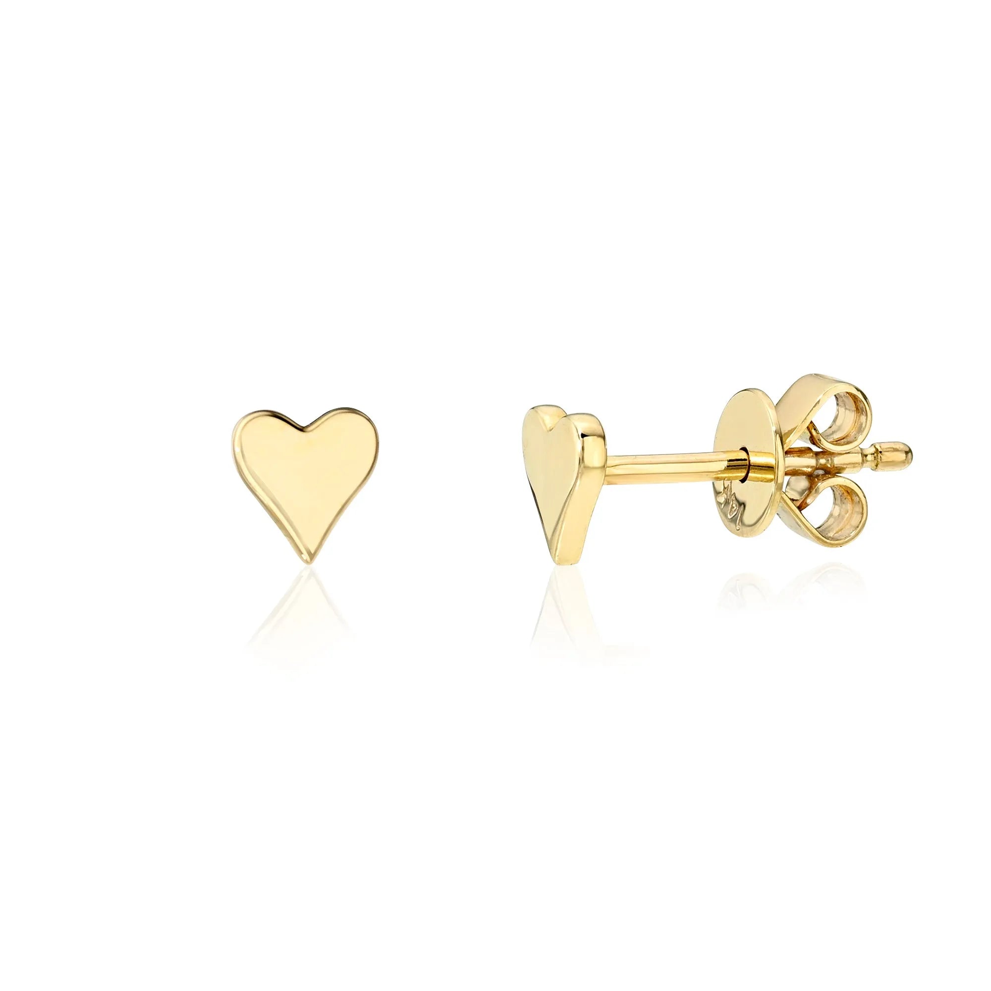 14k Gold Mini Bijoux Heart Studs-Earrings-Mama Bijoux