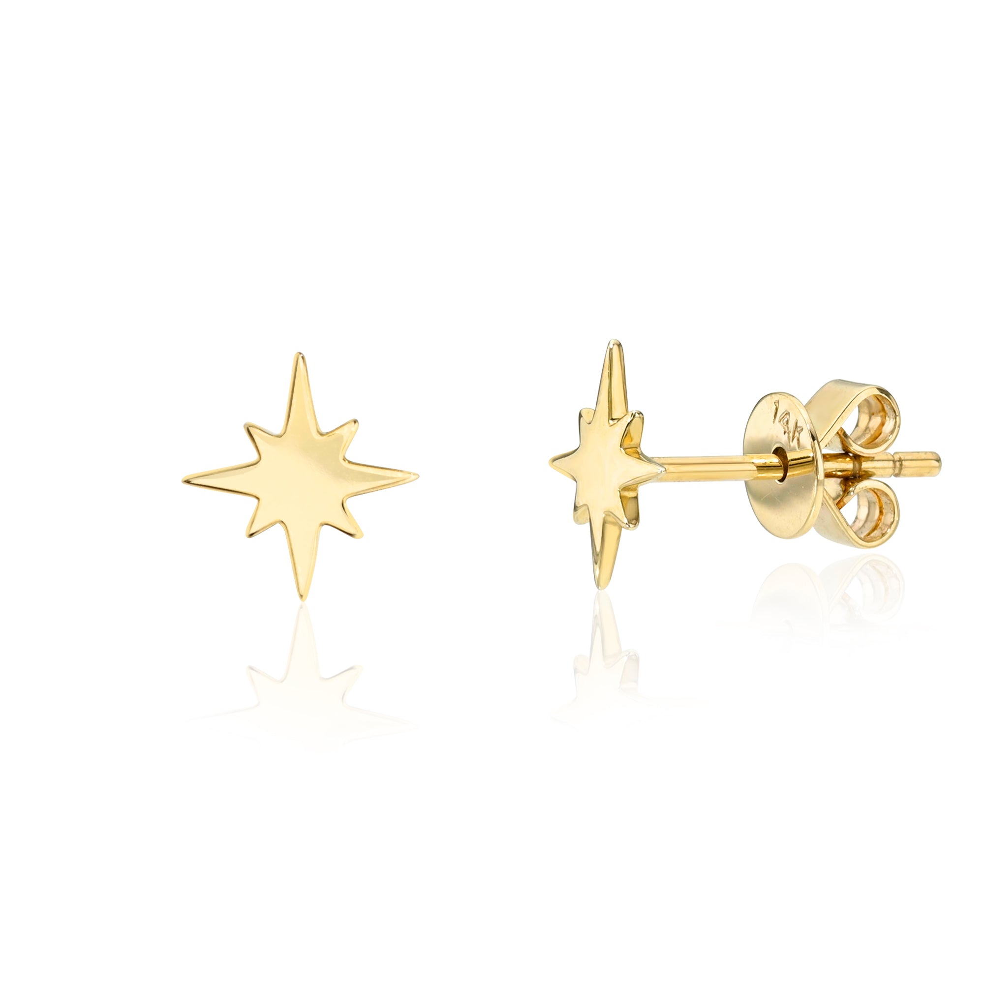 14k Gold Starburst Studs