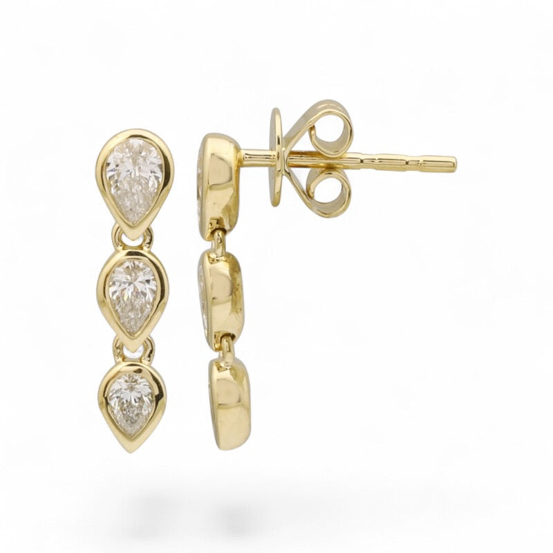 Fancy Bezeled Pear Drop Studs