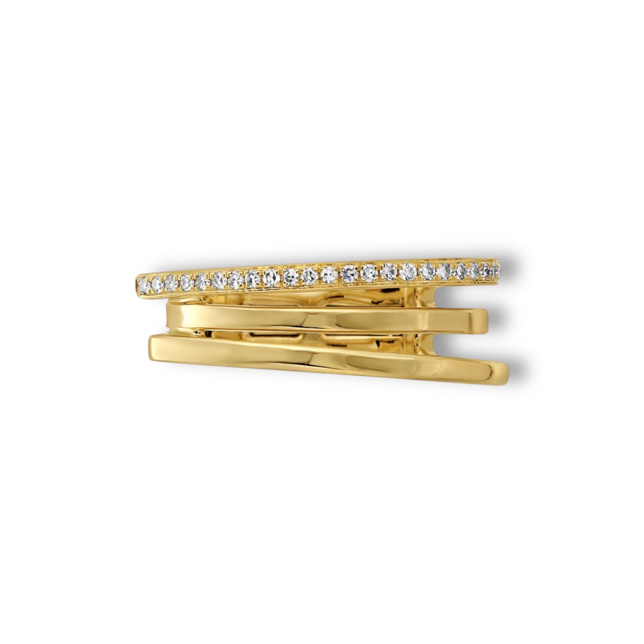 Tripple Line Gold & Diamond Pavé Ear Cuf