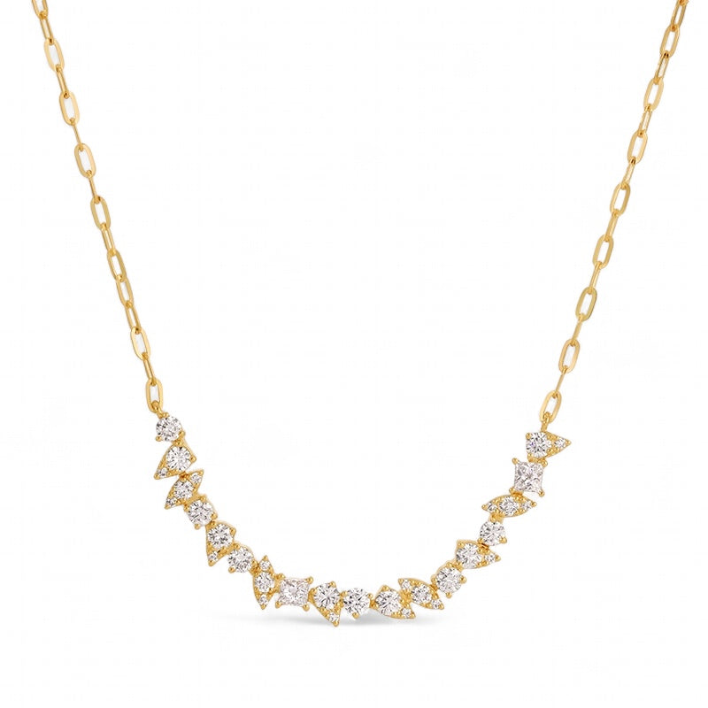 Illusion Multi Cut Diamond & Chain Necklace-Necklaces-Mama Bijoux-[14kgold]-[diamonds]-[heirloom_quality]-MamaBijoux