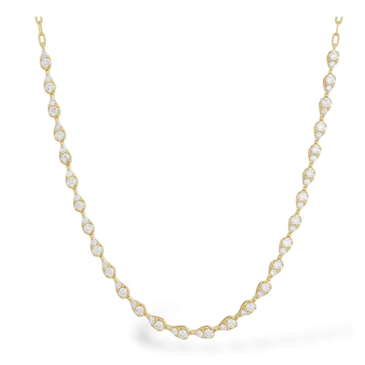 Illusion Pear Diamond Tennis & Chain Necklace Mama Bijoux Fine Jewelry 14k yellow gold natural diamonds