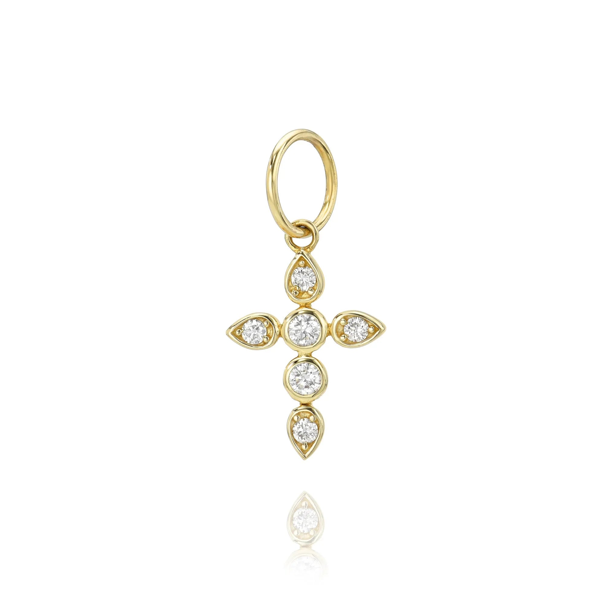Mini Bezel Diamond Cross Charm-Charms & Pendants-Mama Bijoux