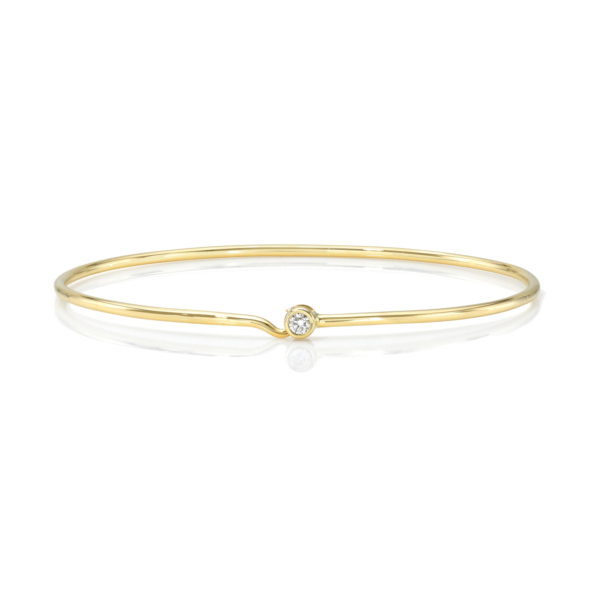 Round Wire Small Diamond Bangle