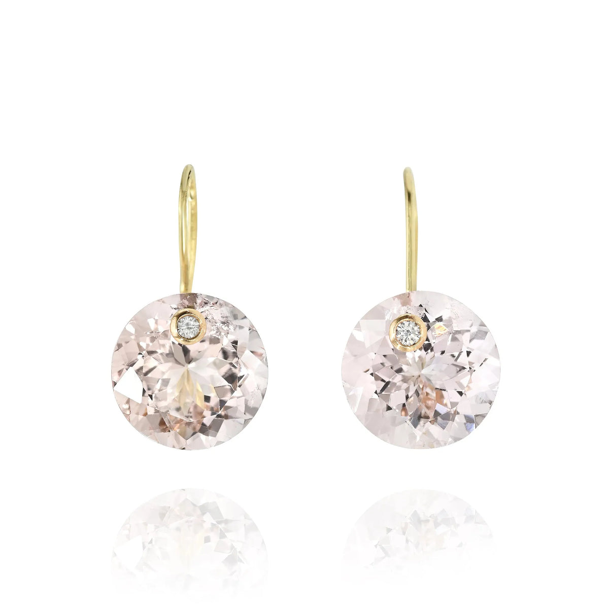Light Pink Morganite & Diamond Floating Drop Earrings-Earrings-Mama Bijoux