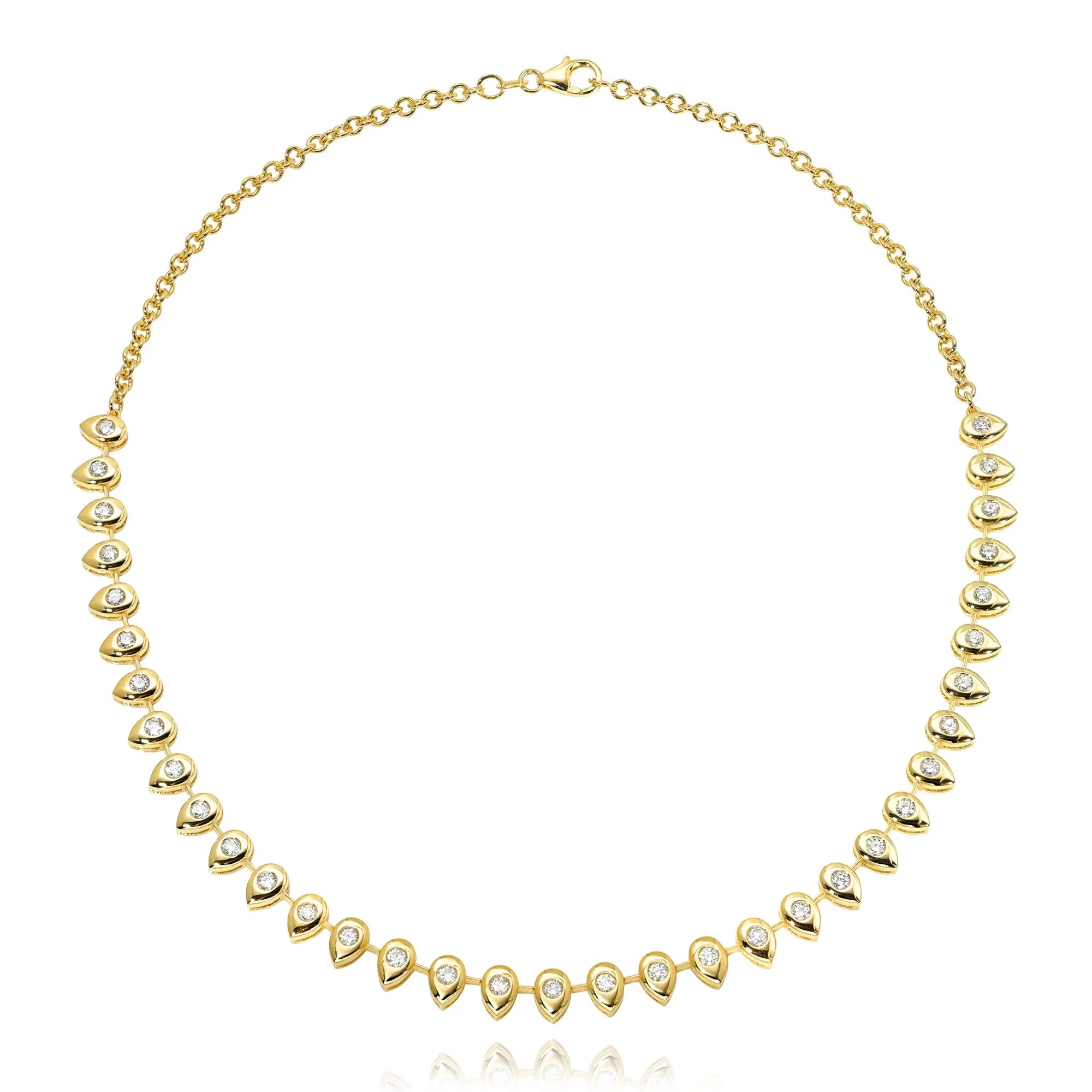 Pillowy Teardrop Diamond & Chain Tennis Necklace-Necklaces-Mama Bijoux