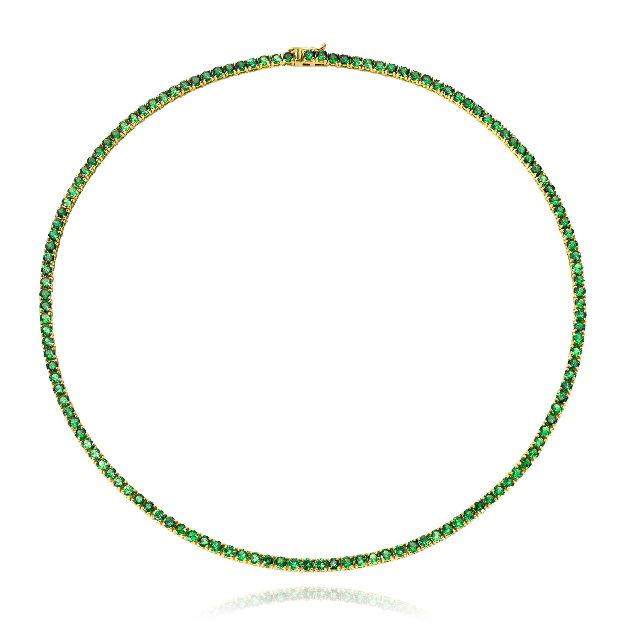 Green Garnet Tennis Necklace-Mama Bijoux