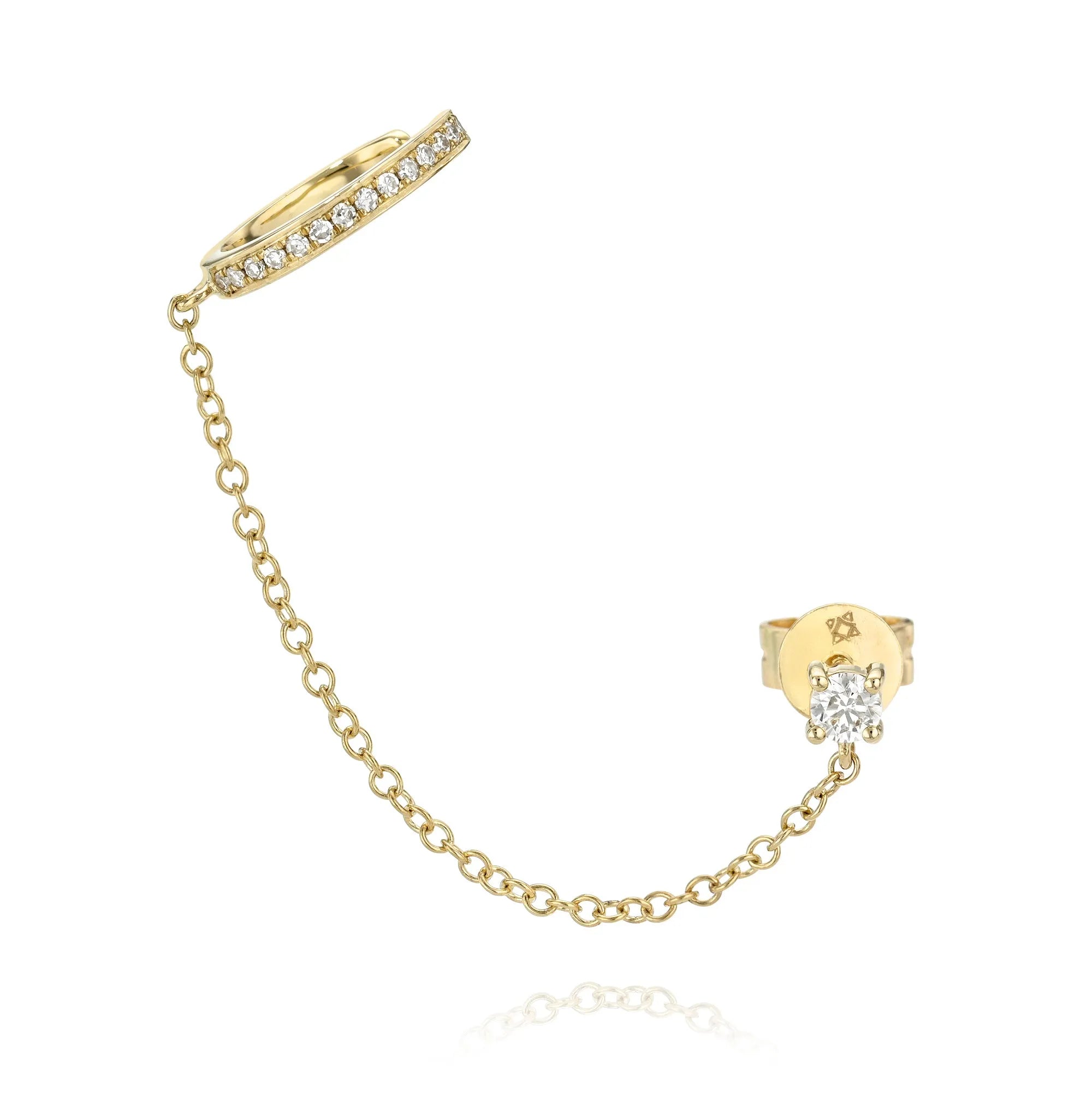 Single Diamond Chain & Ear Cuff-Earrings-Mama Bijoux