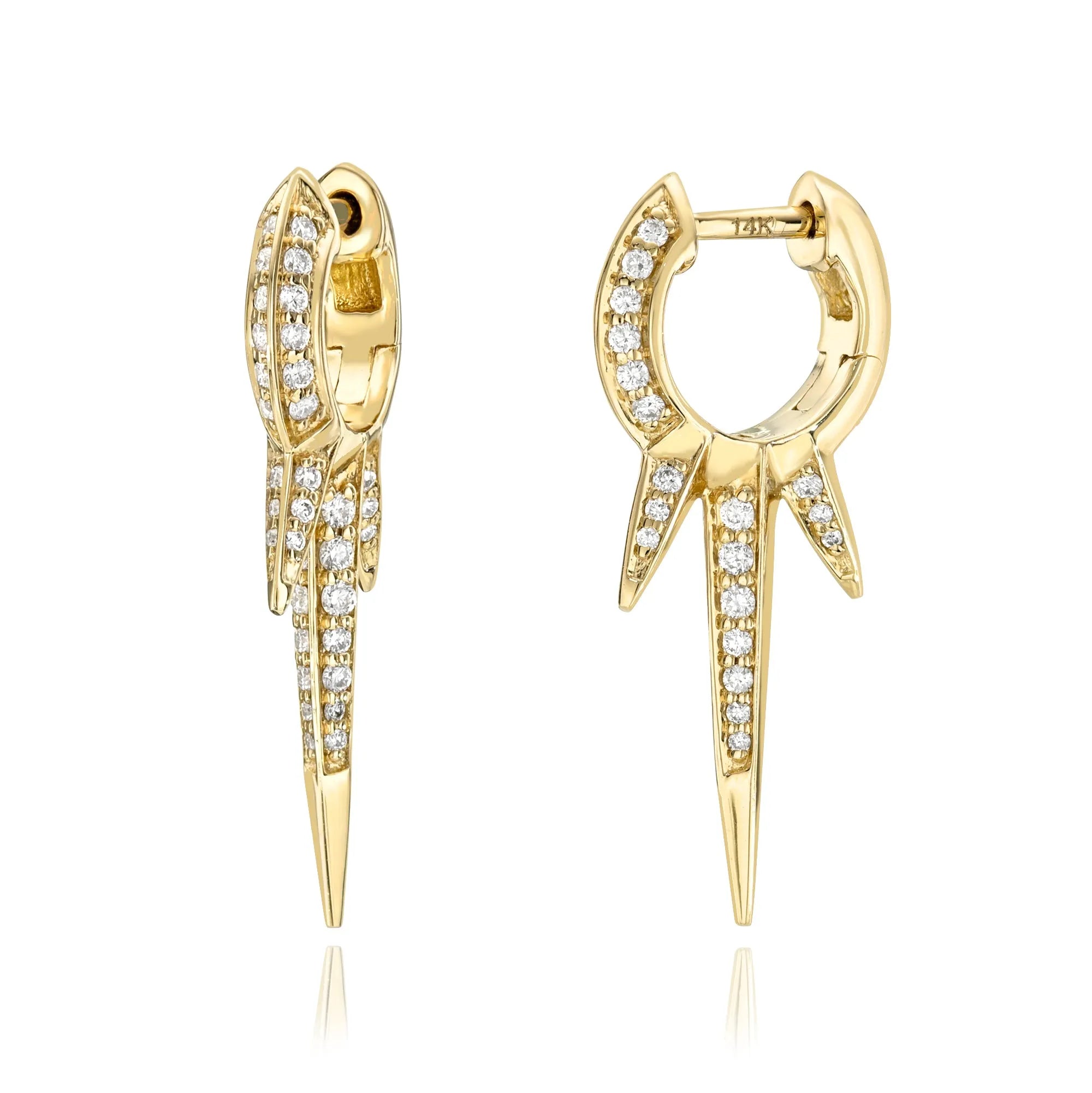 Diamond Pavé Spiked Huggies-Earrings-Mama Bijoux